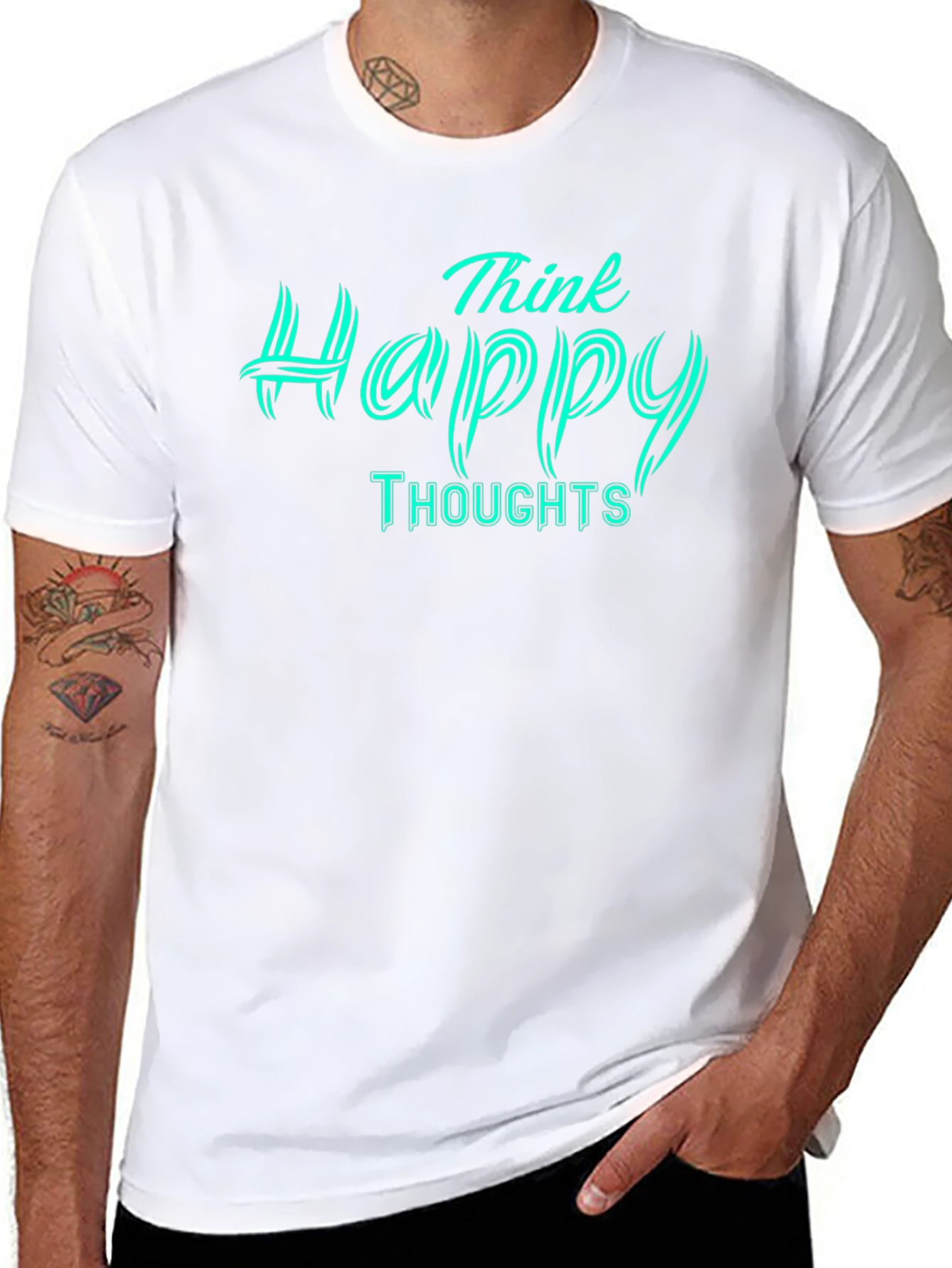 Think Happy Thoughts Graphic T-Shirt - Black
