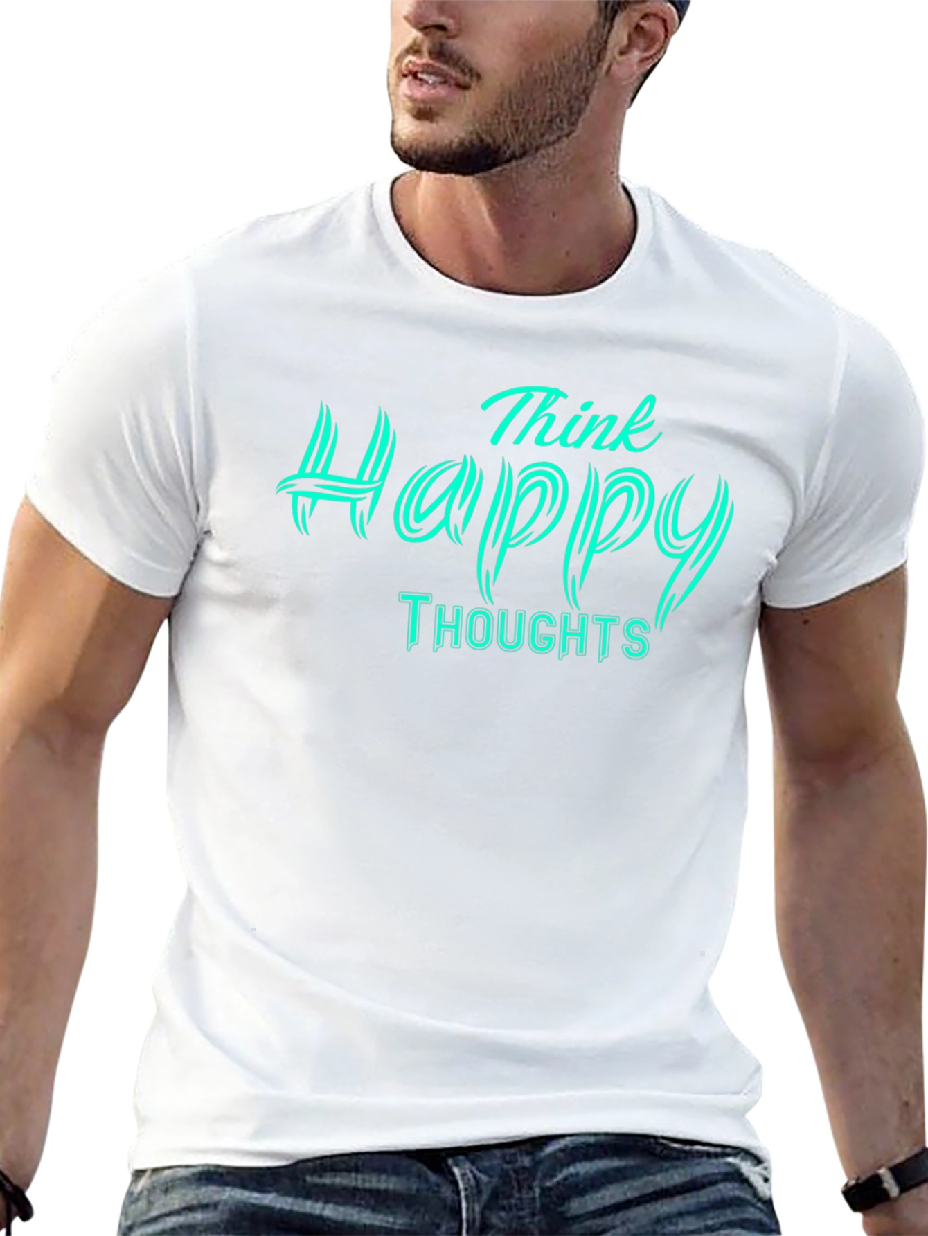 Think Happy Thoughts Graphic T-Shirt - Black