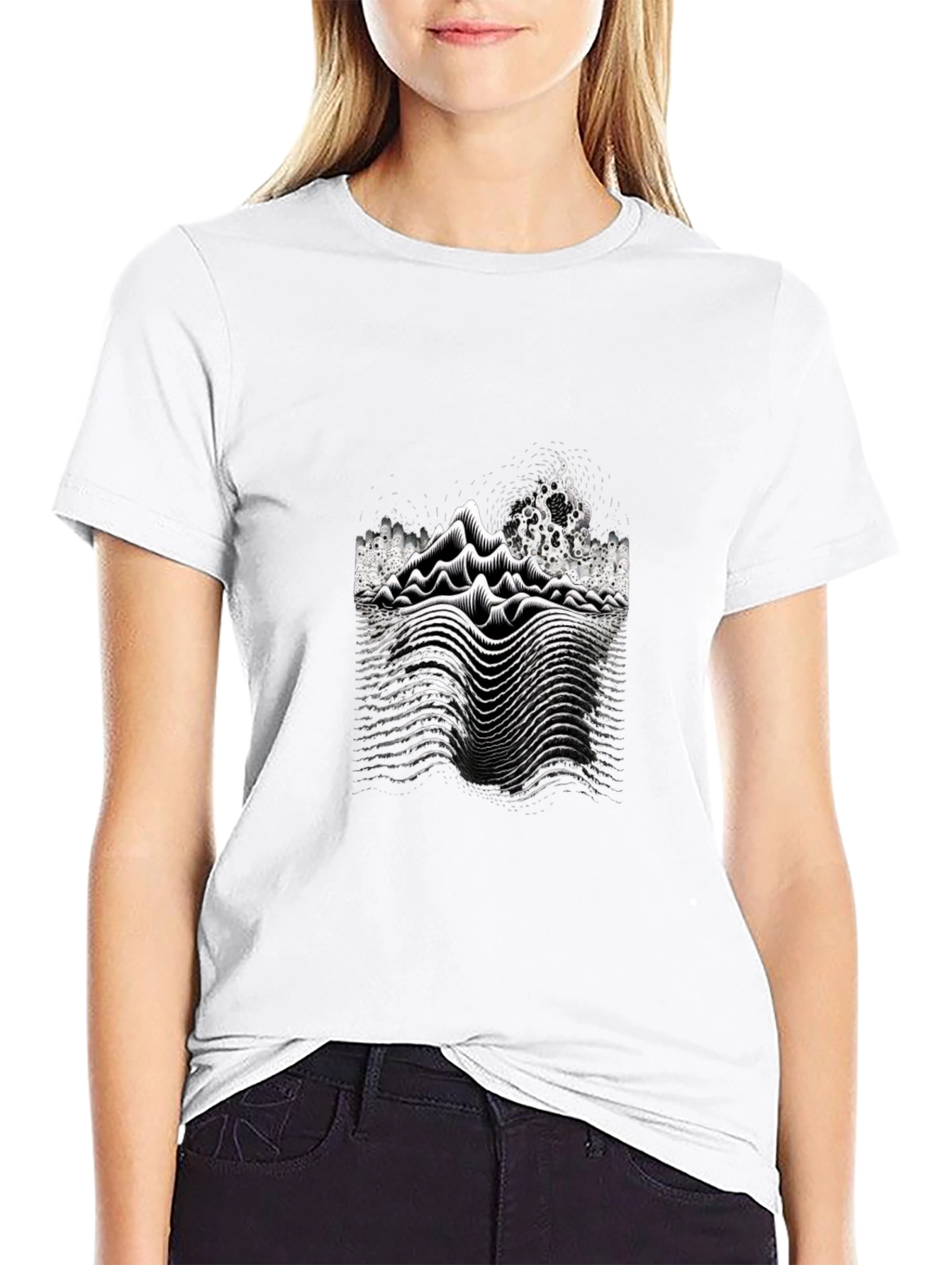 Abstract Wave Black T-Shirt