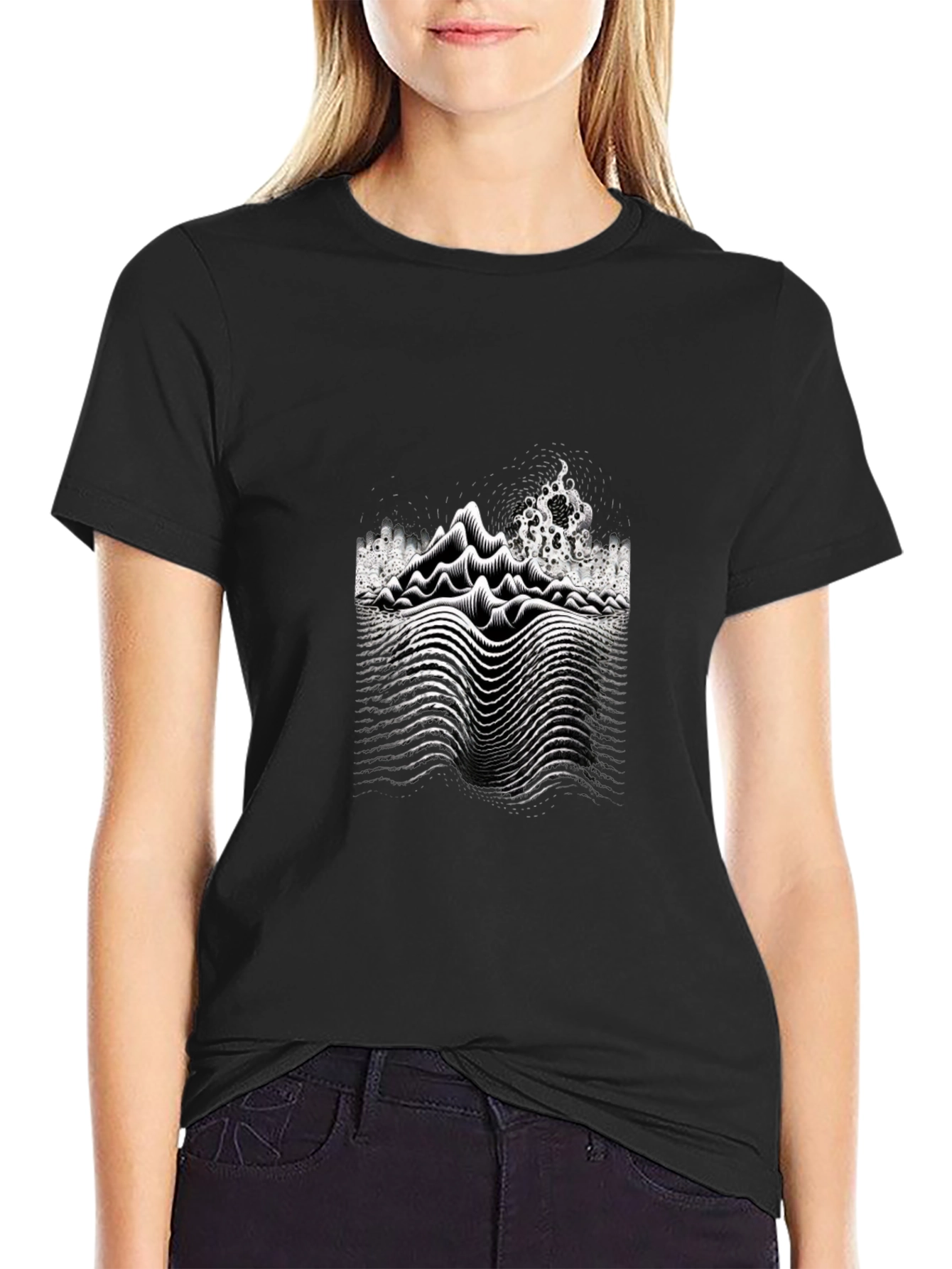 Abstract Wave Black T-Shirt