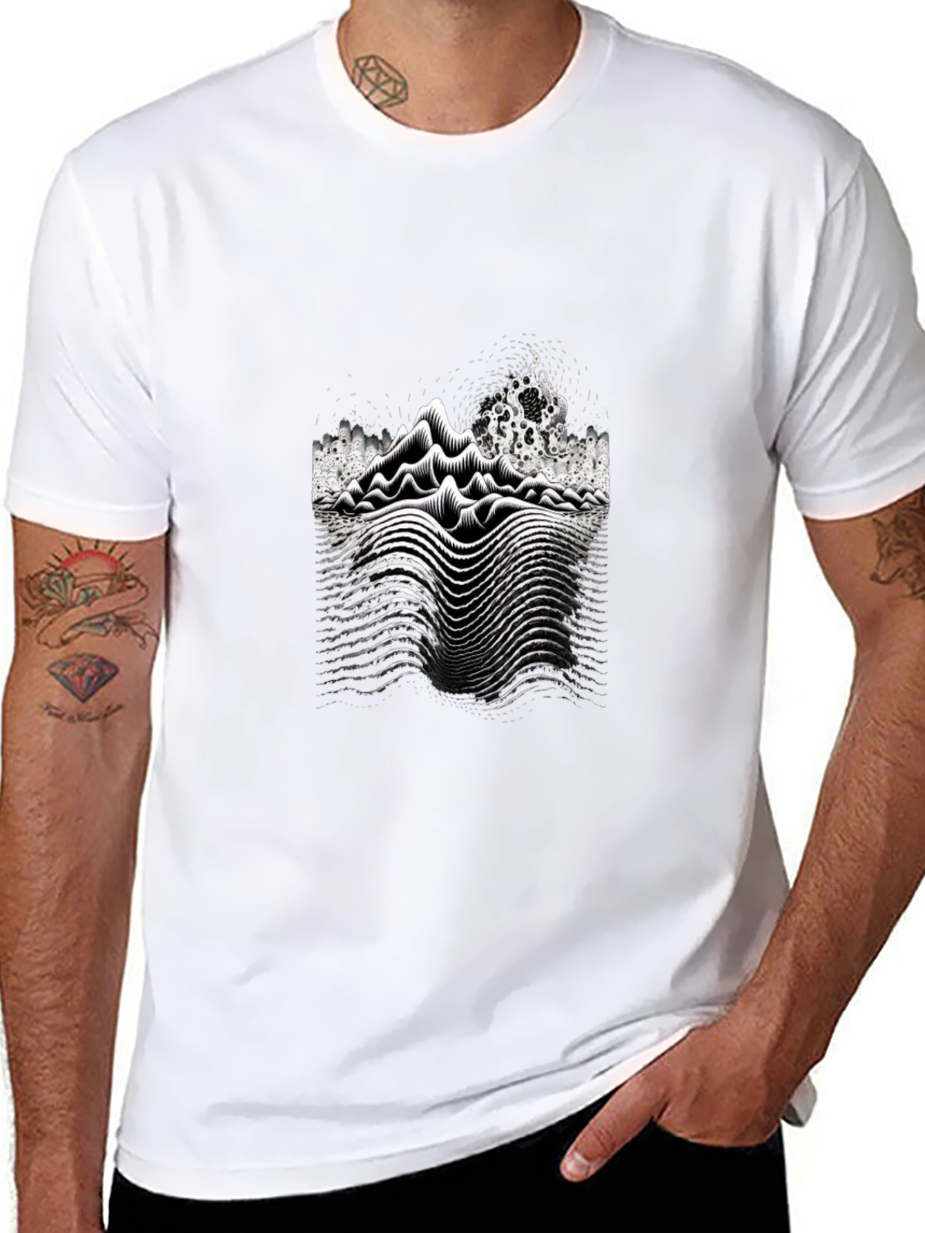 Abstract Wave Black T-Shirt