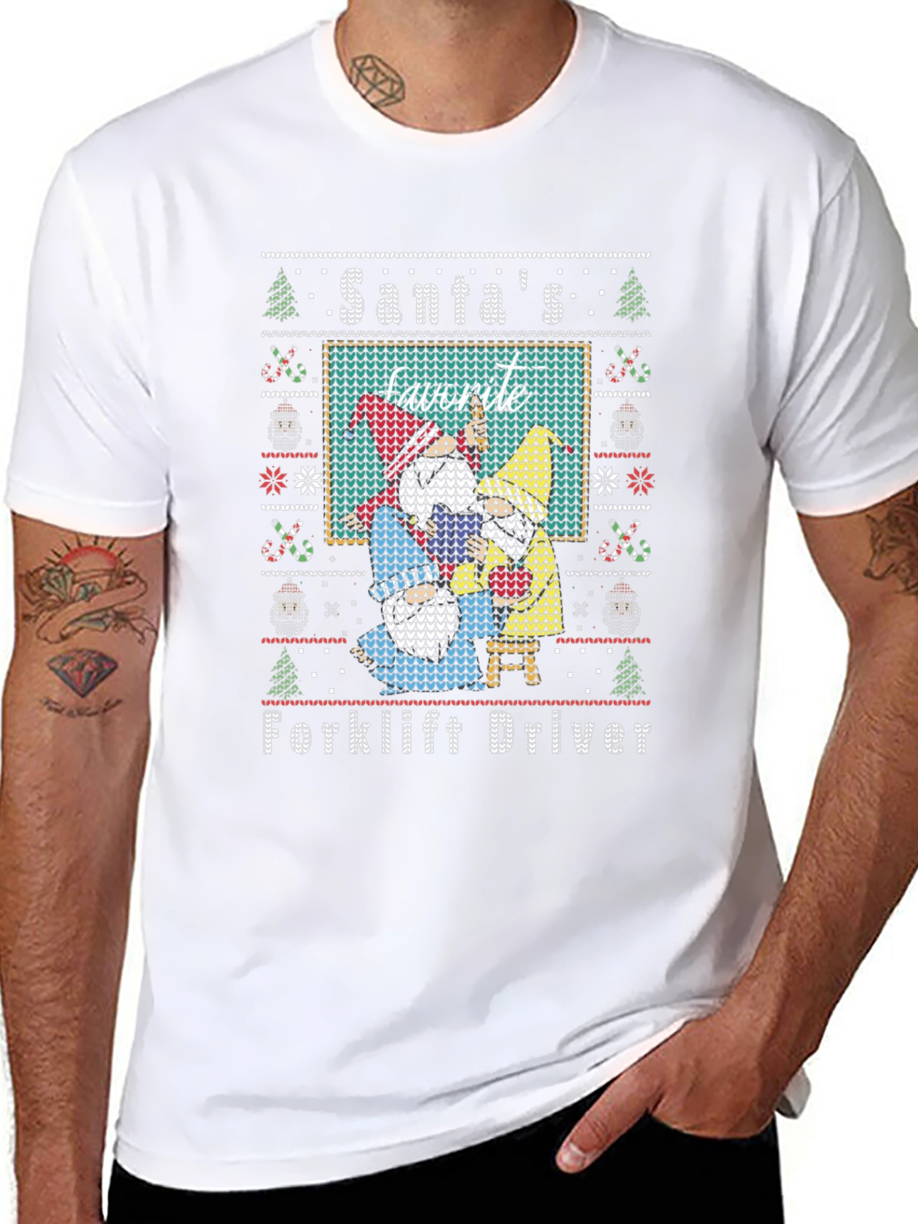 Santas Favorite Forklift Driver Ugly Christmas T-Shirt