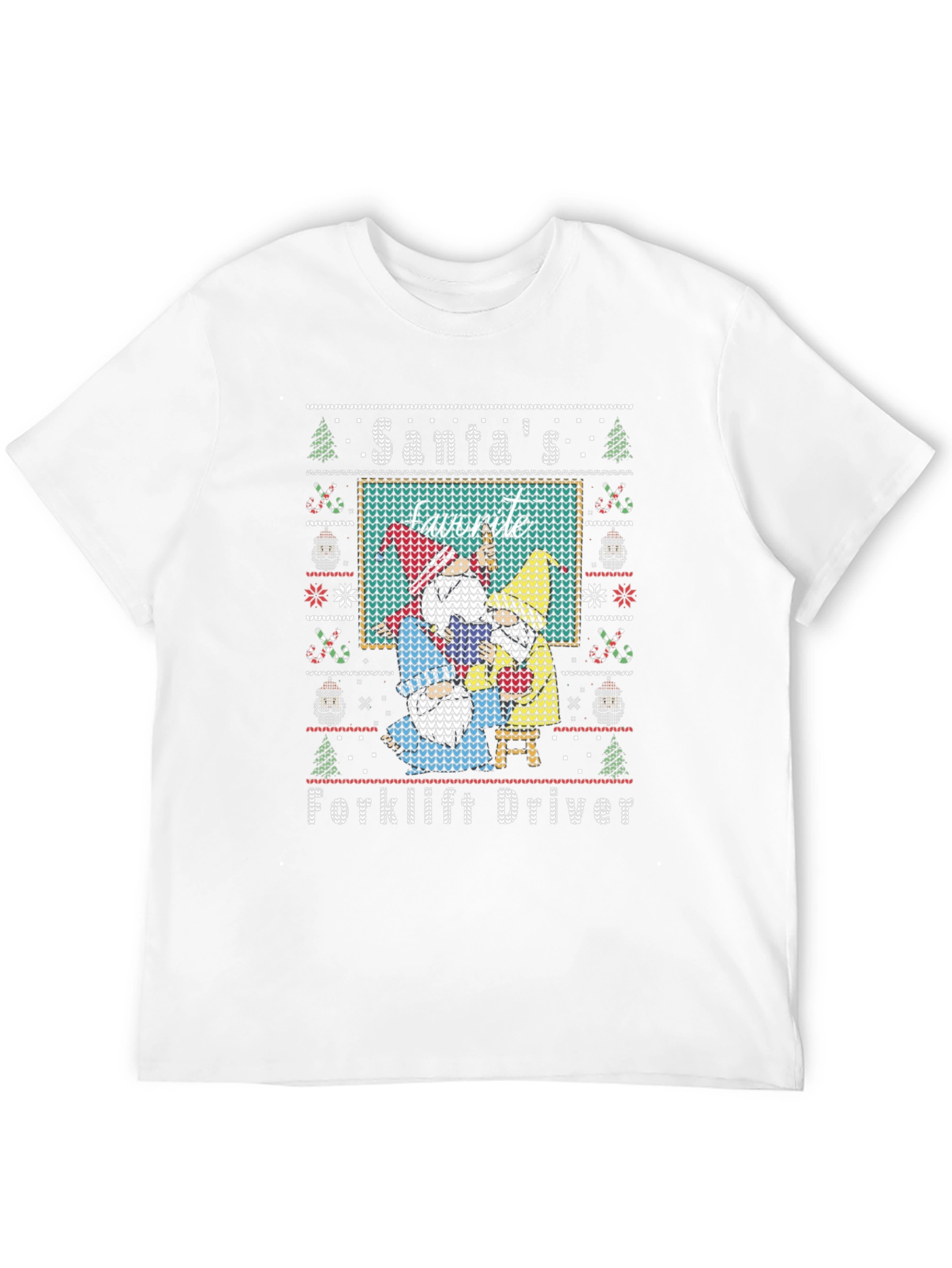 Santas Favorite Forklift Driver Ugly Christmas T-Shirt