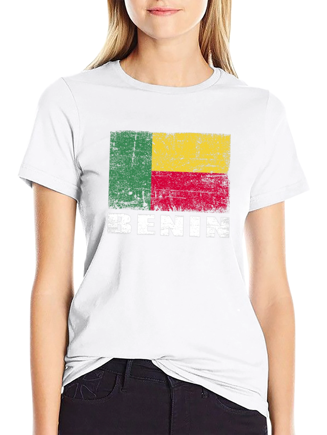 Benin Flag T-Shirt - Distressed Look