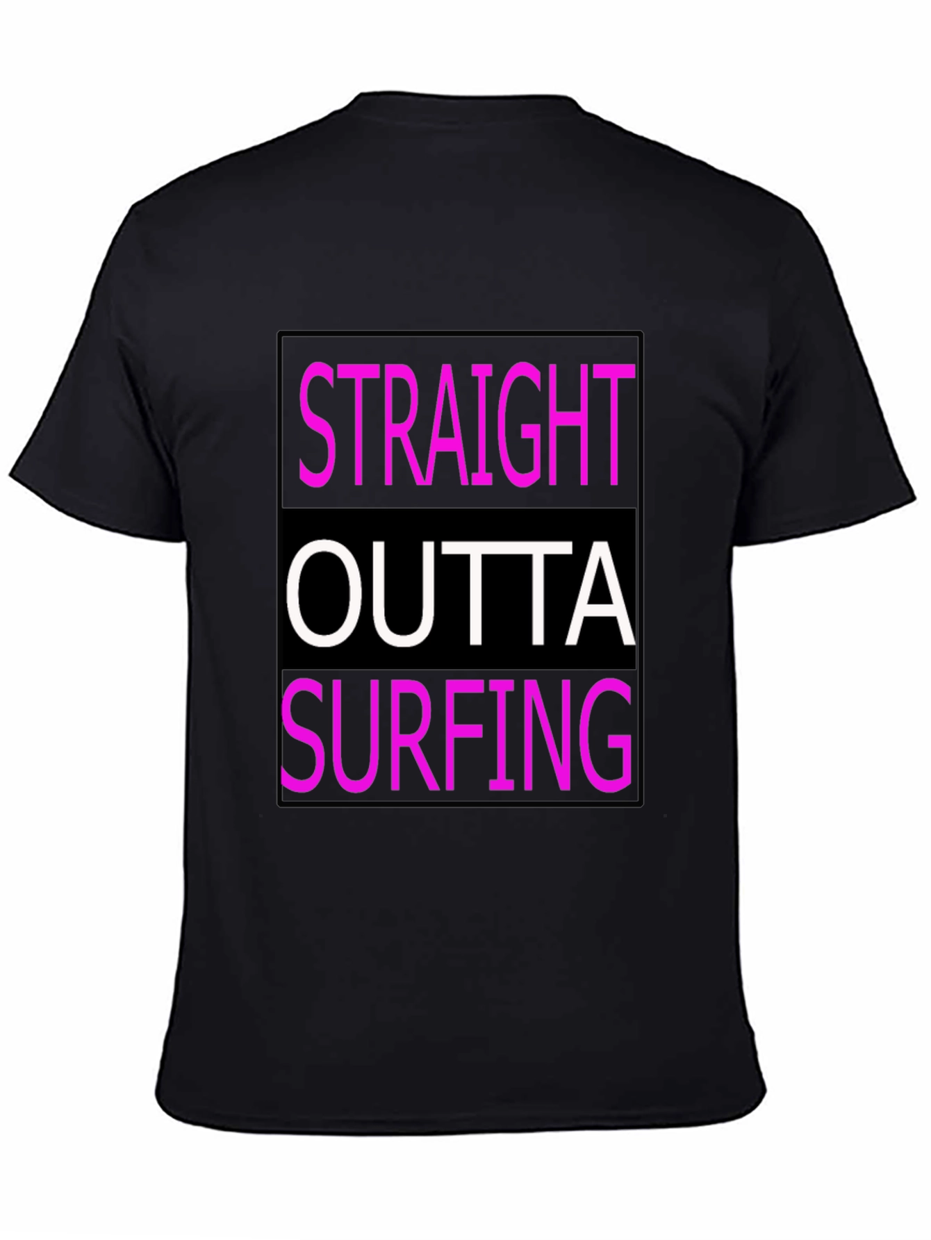 Straight Outta Surfing Graphic Tee - Black Cotton T-Shirt