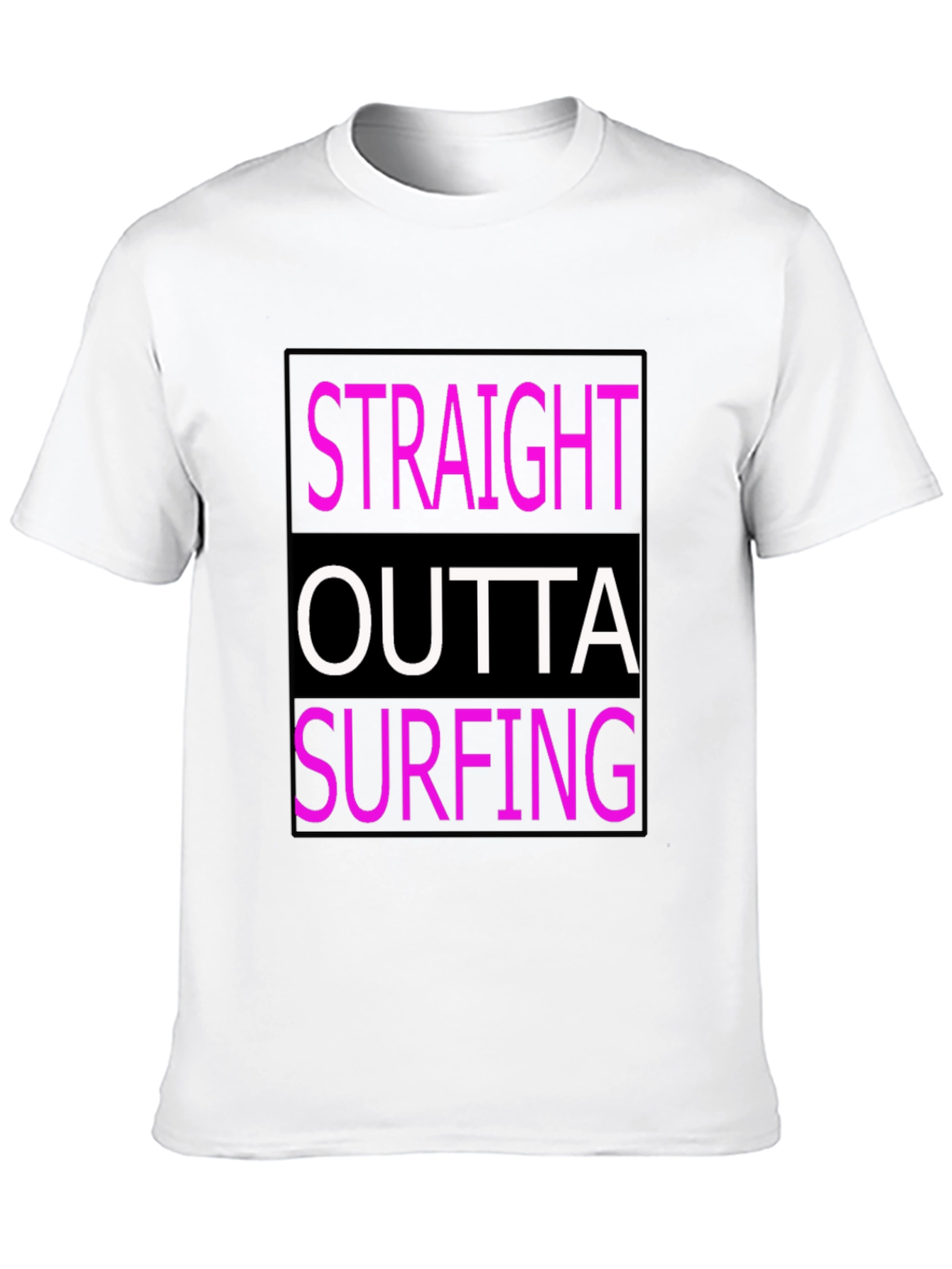 Straight Outta Surfing Graphic Tee - Black Cotton T-Shirt