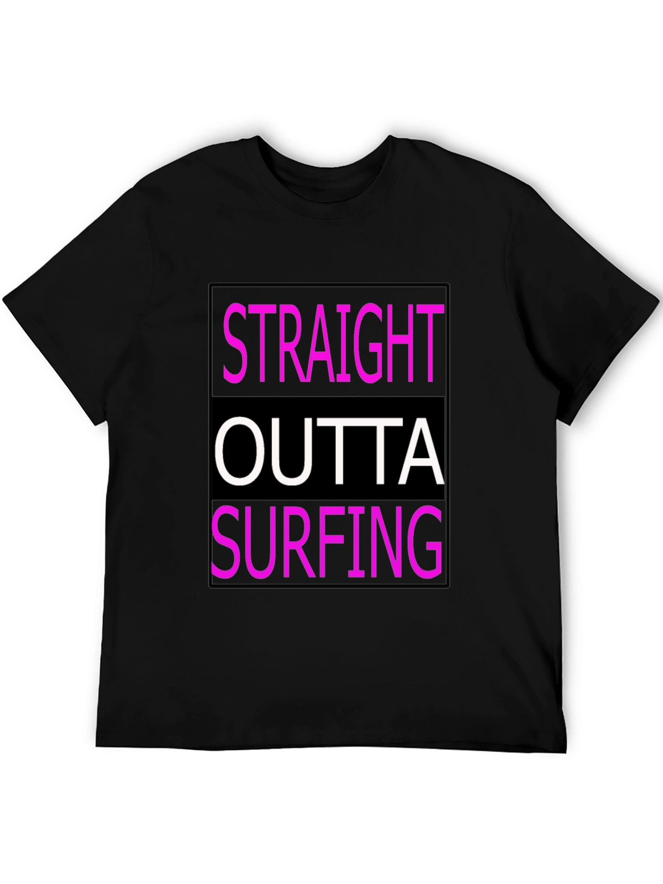 Straight Outta Surfing Graphic Tee - Black Cotton T-Shirt