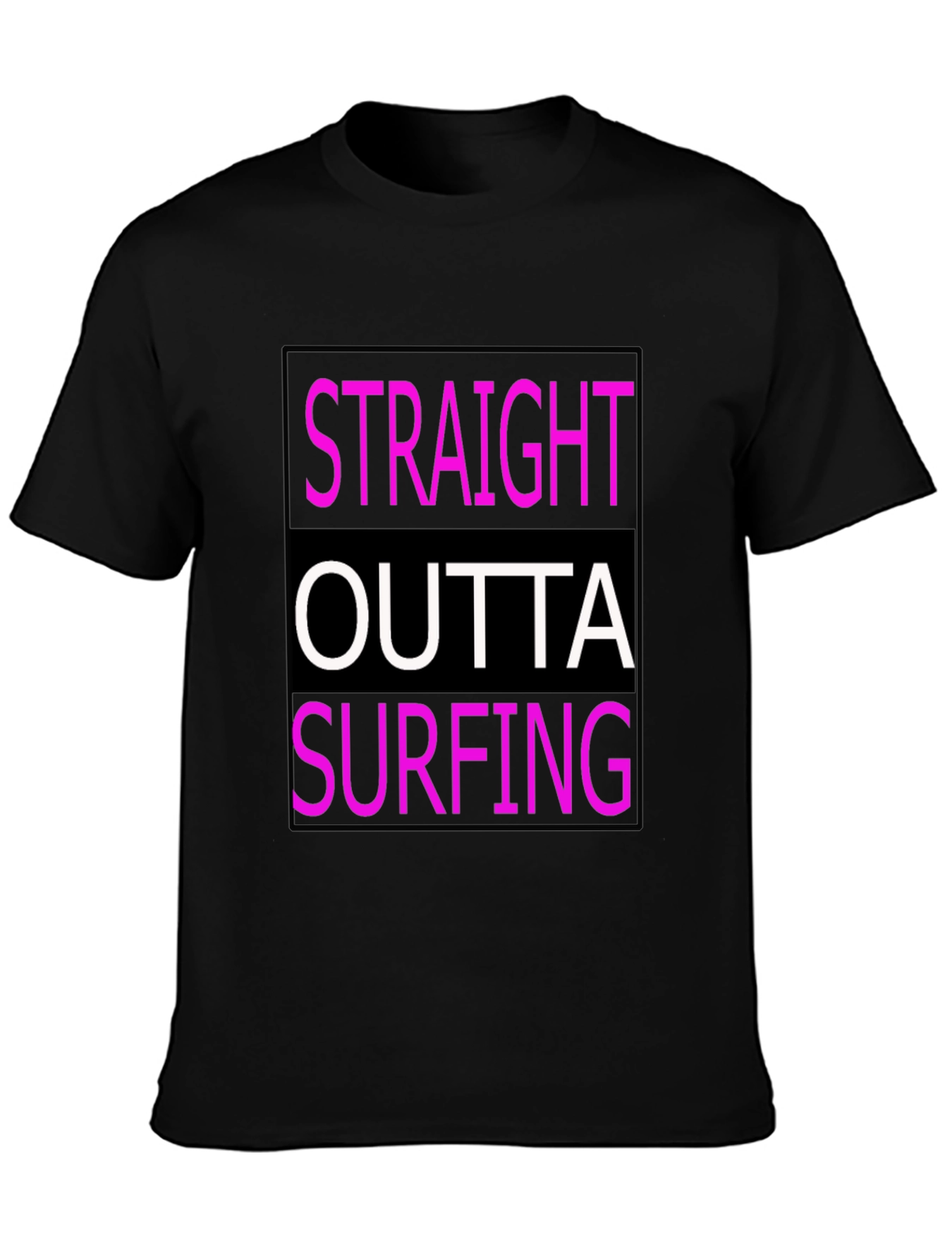 Straight Outta Surfing Graphic Tee - Black Cotton T-Shirt