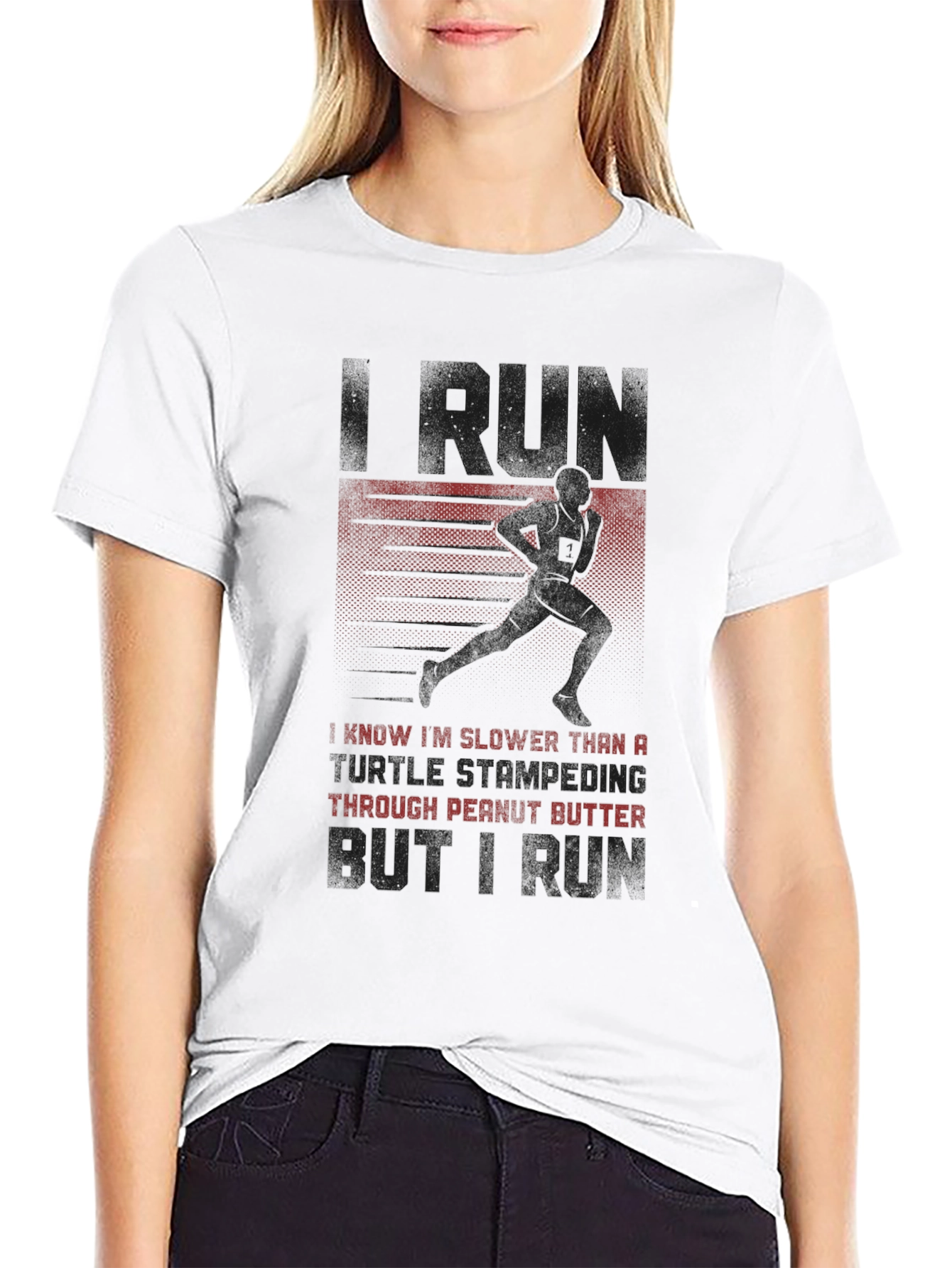 Run Peanut Butter Mens Black T-Shirt