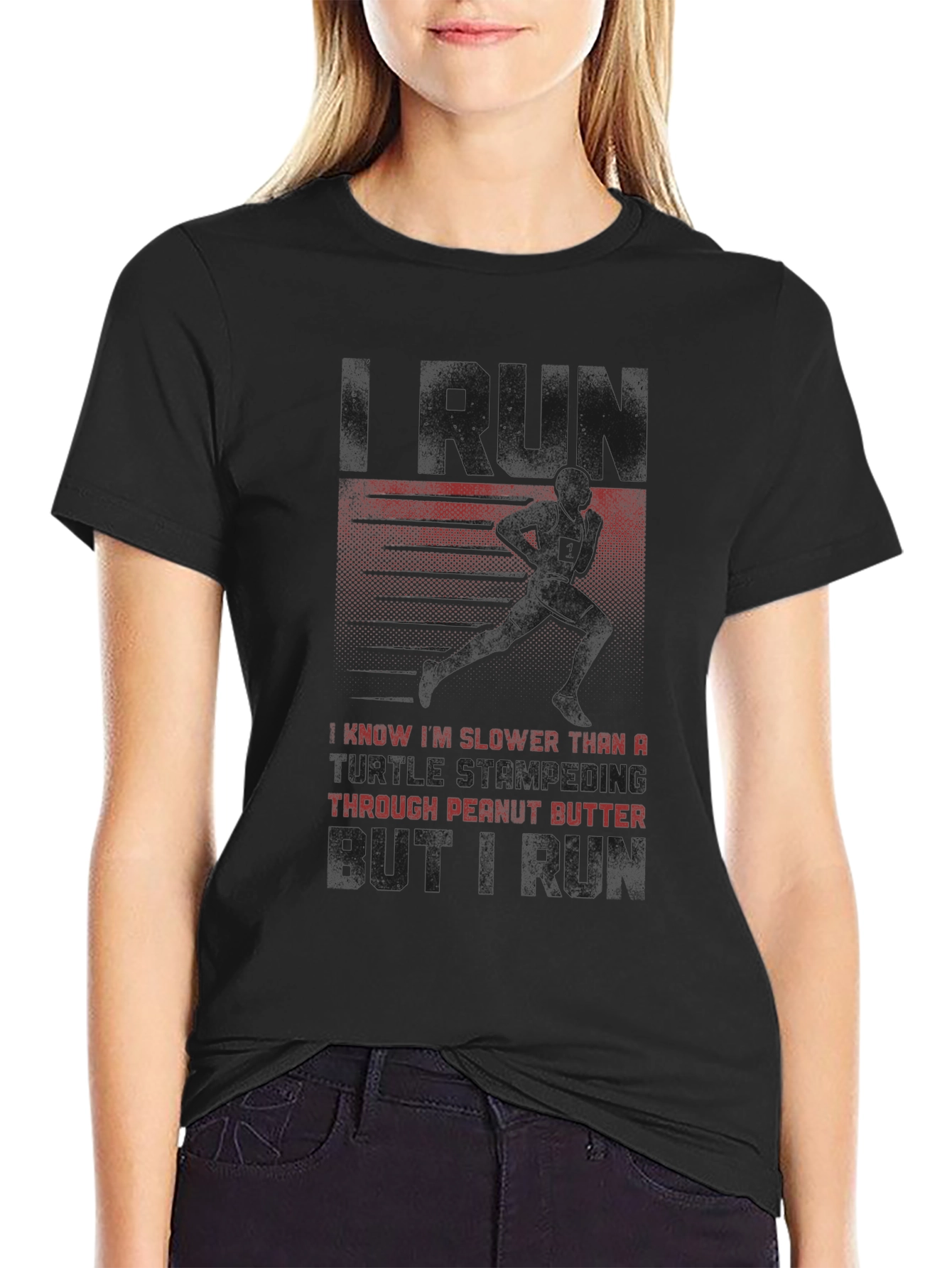 Run Peanut Butter Mens Black T-Shirt