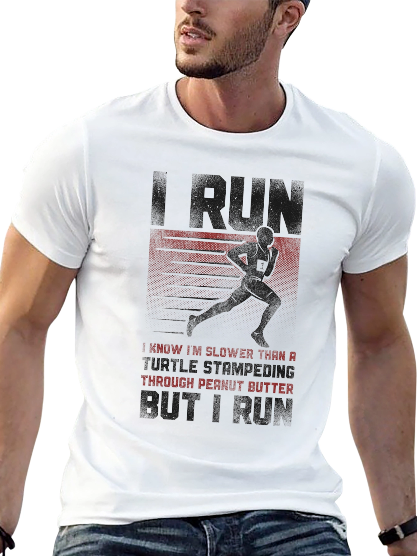 Run Peanut Butter Mens Black T-Shirt