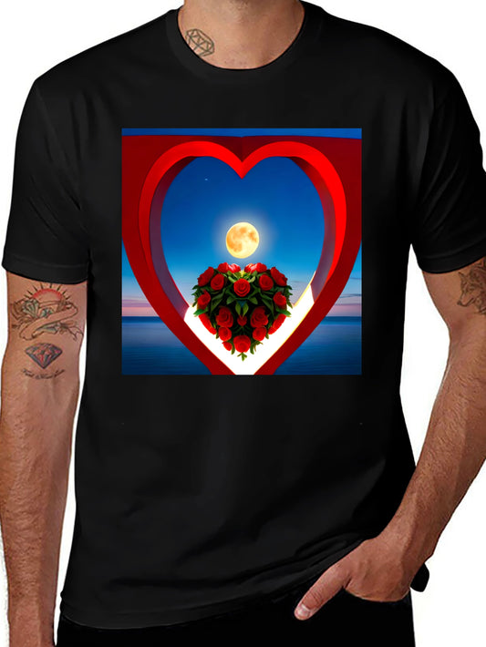 Romantic Roses & Moon Heart Graphic Tee