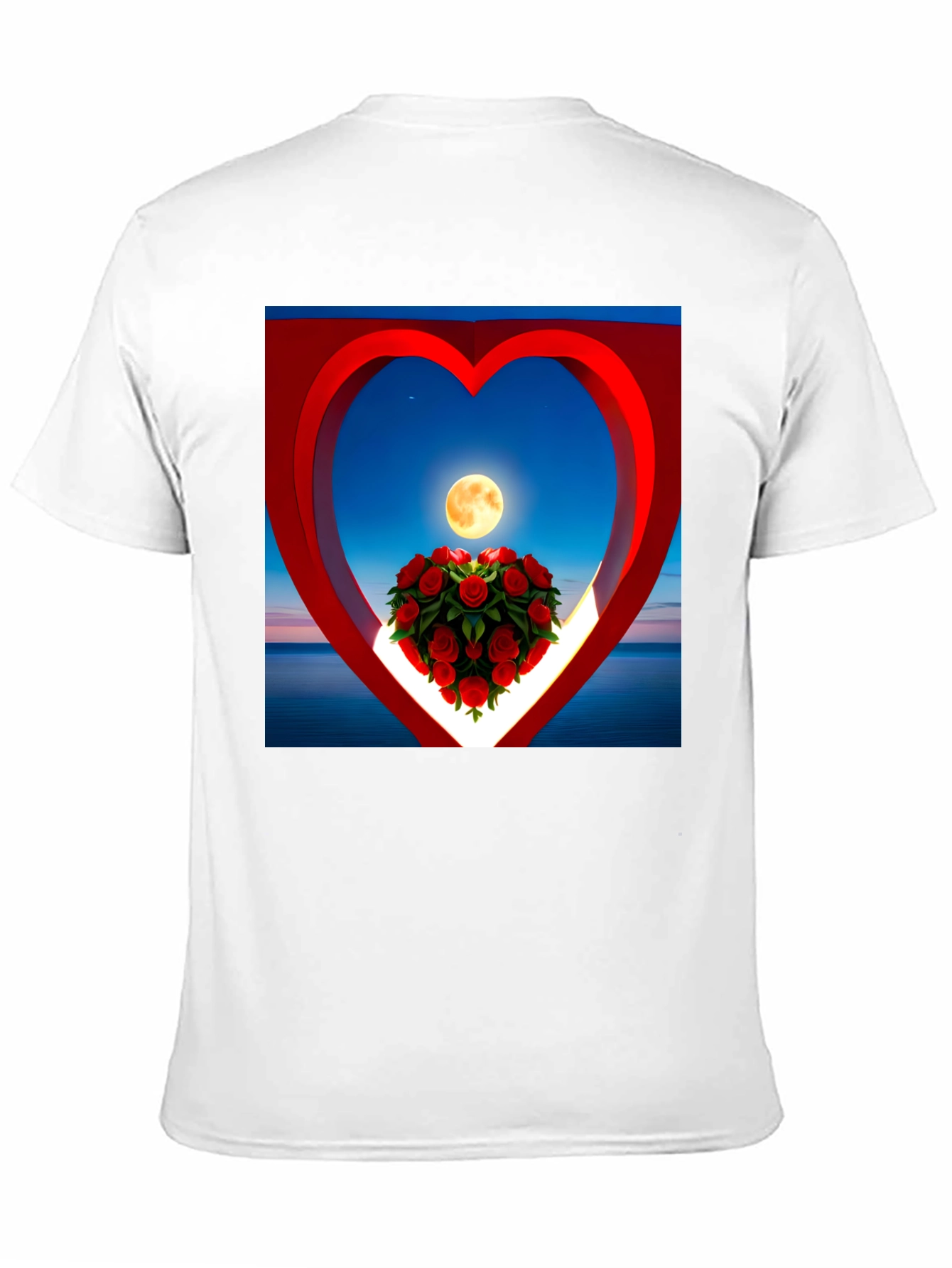 Romantic Roses & Moon Heart Graphic Tee