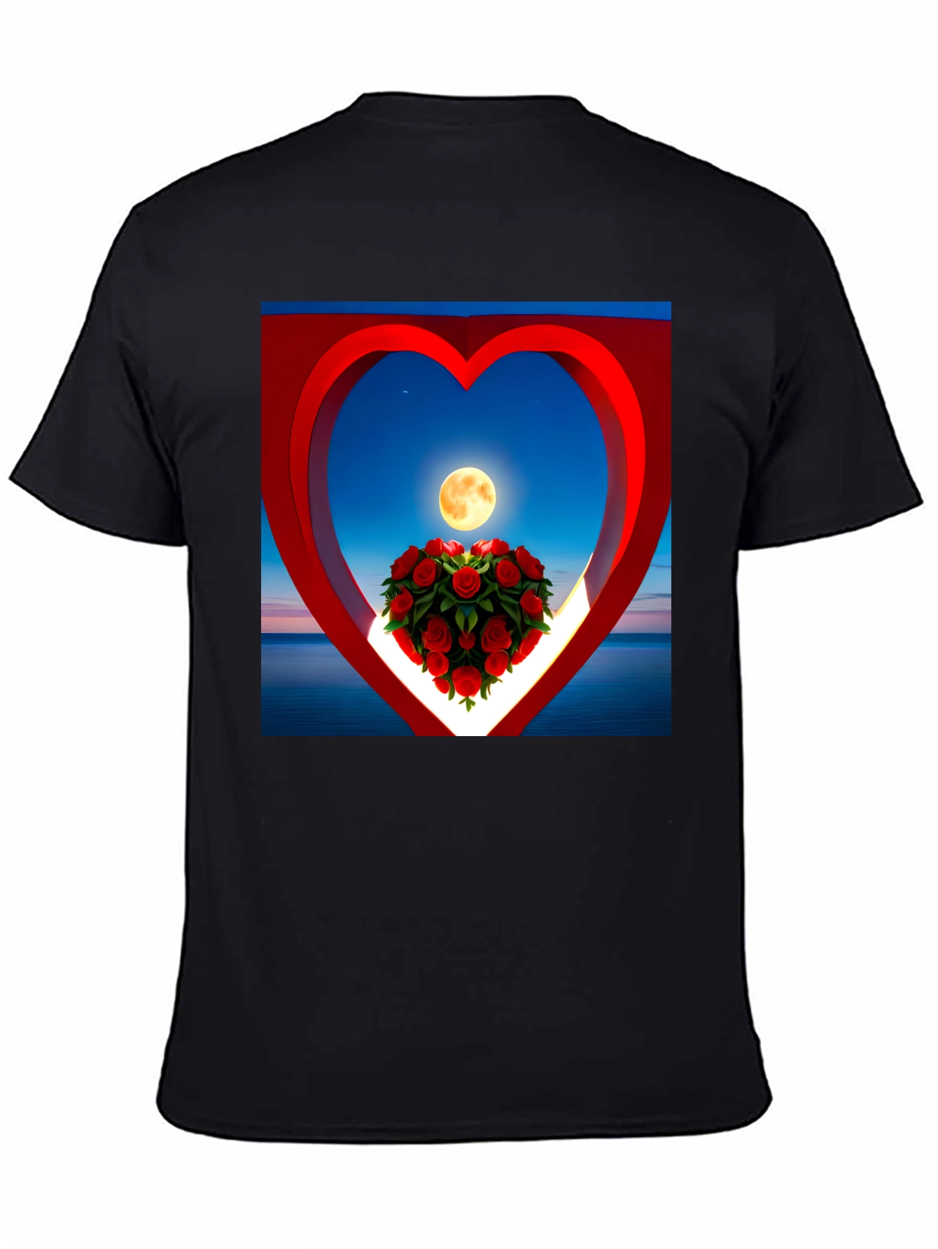 Romantic Roses & Moon Heart Graphic Tee
