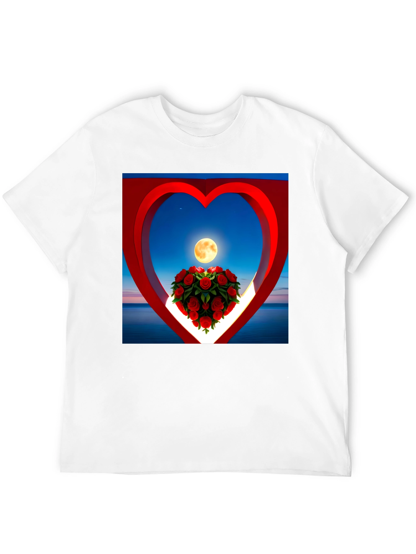 Romantic Roses & Moon Heart Graphic Tee