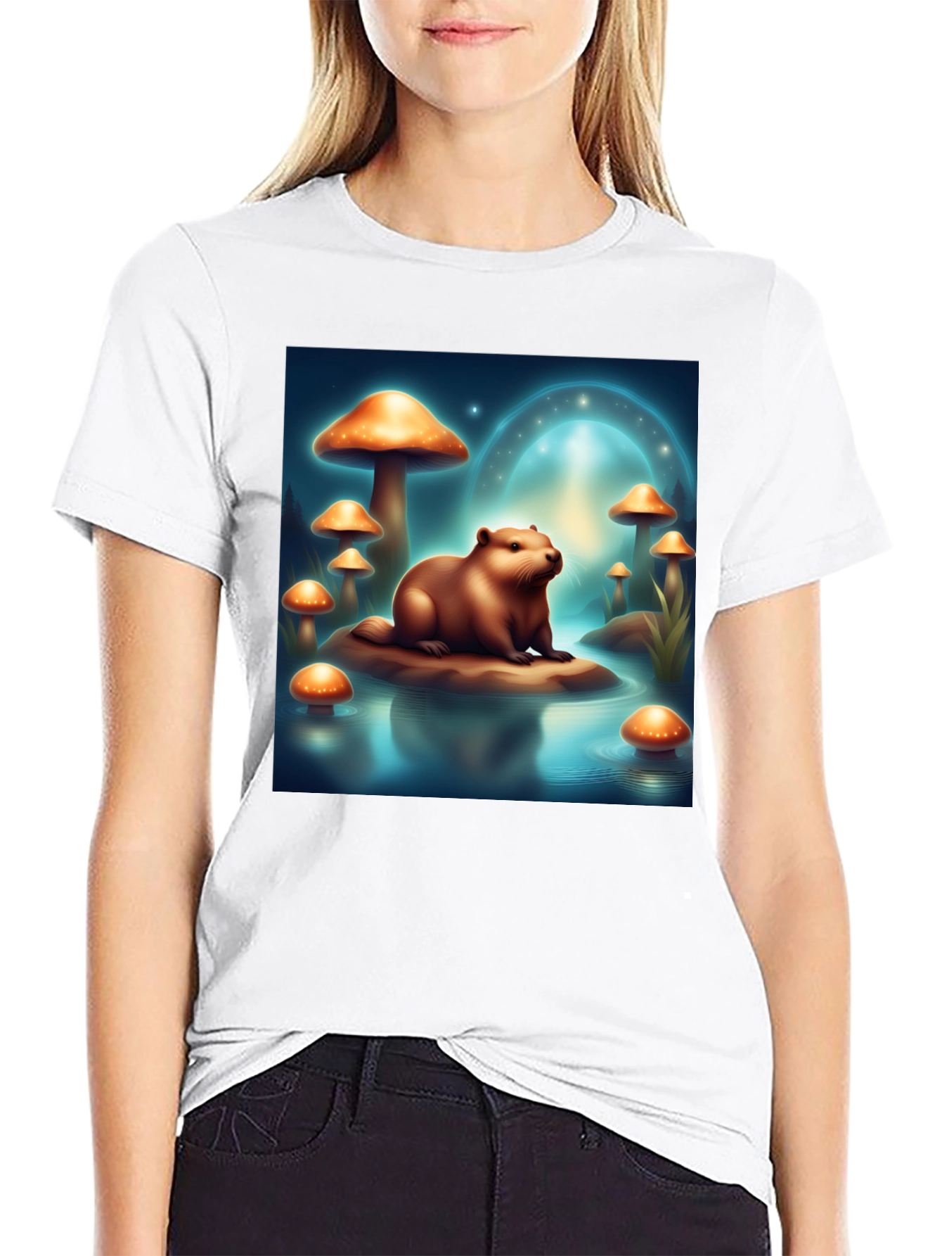 Beaver & Mushroom Graphic T-Shirt