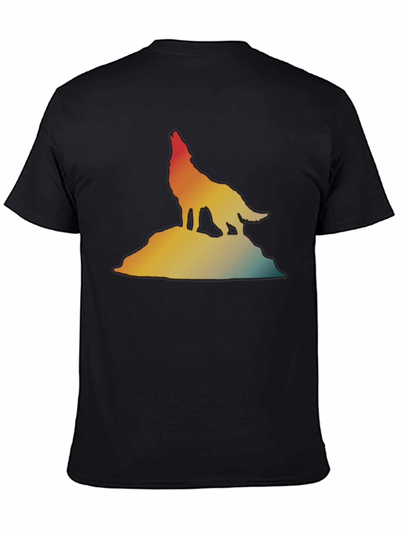 Retro Wolf Howling T-Shirt - Gradient Design