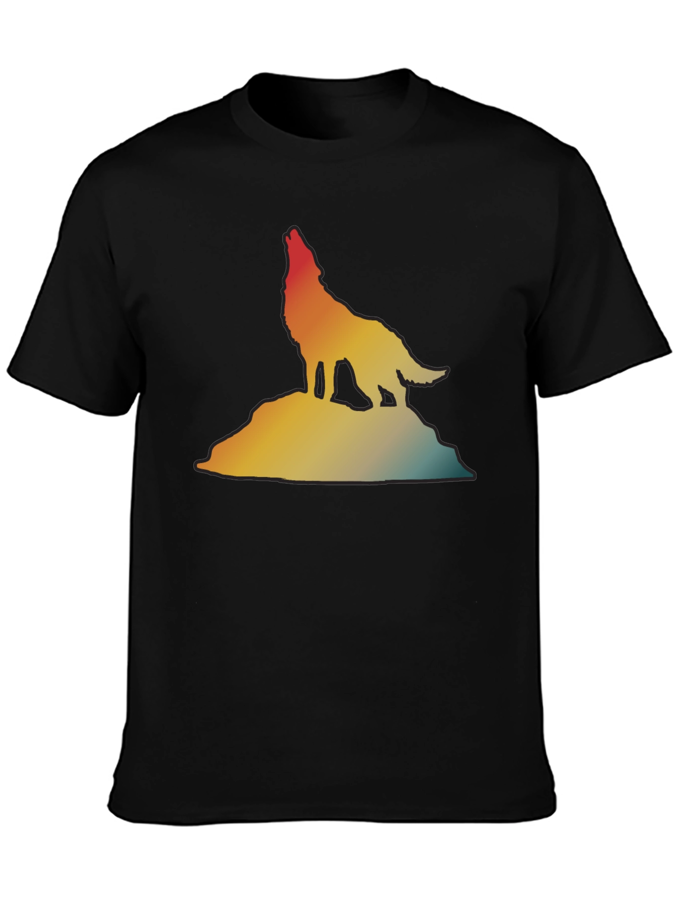 Retro Wolf Howling T-Shirt - Gradient Design