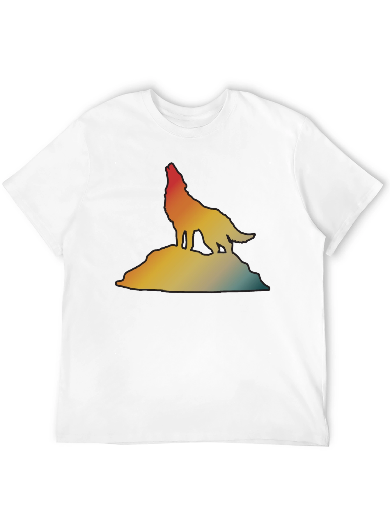 Retro Wolf Howling T-Shirt - Gradient Design