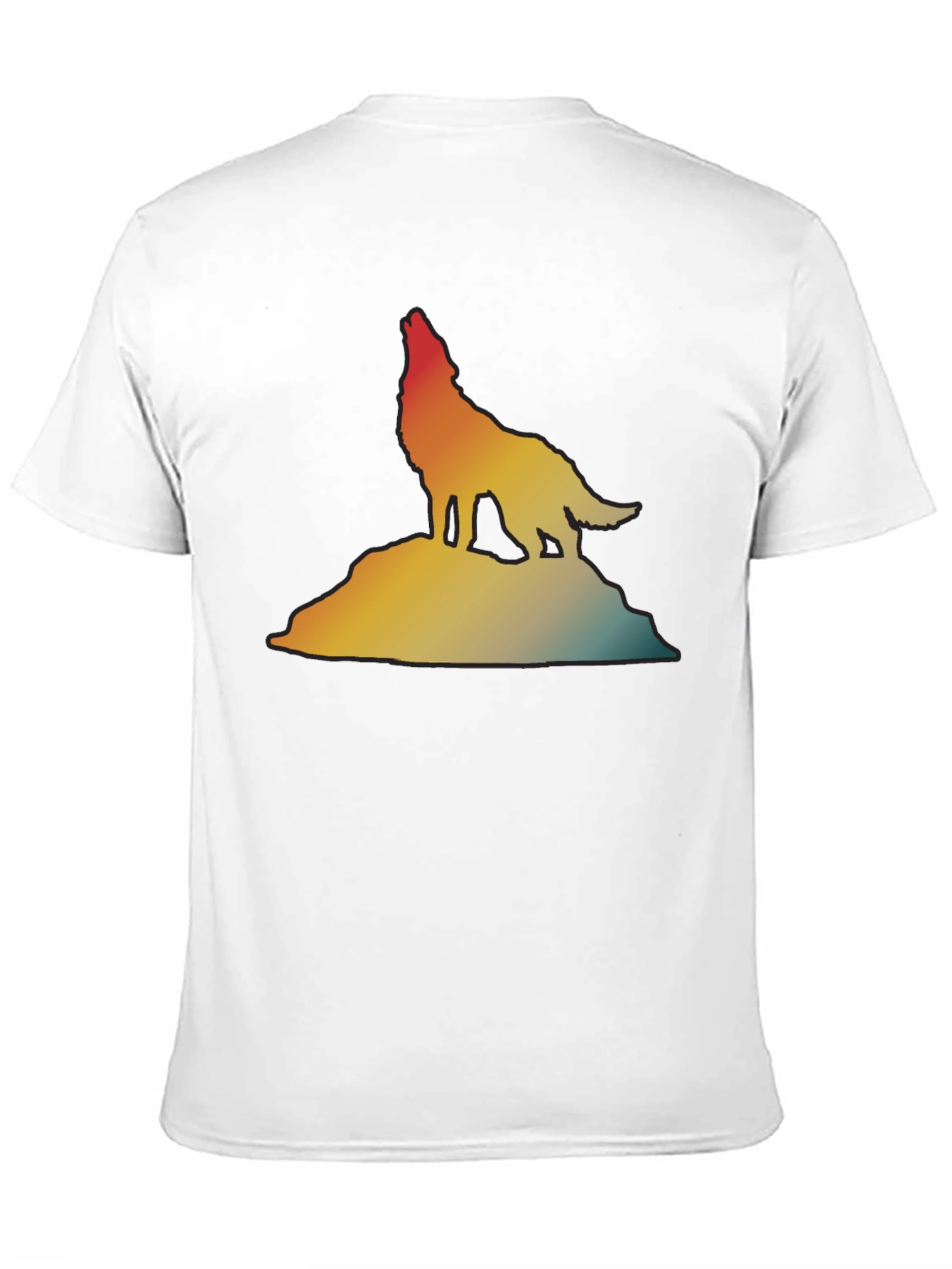 Retro Wolf Howling T-Shirt - Gradient Design