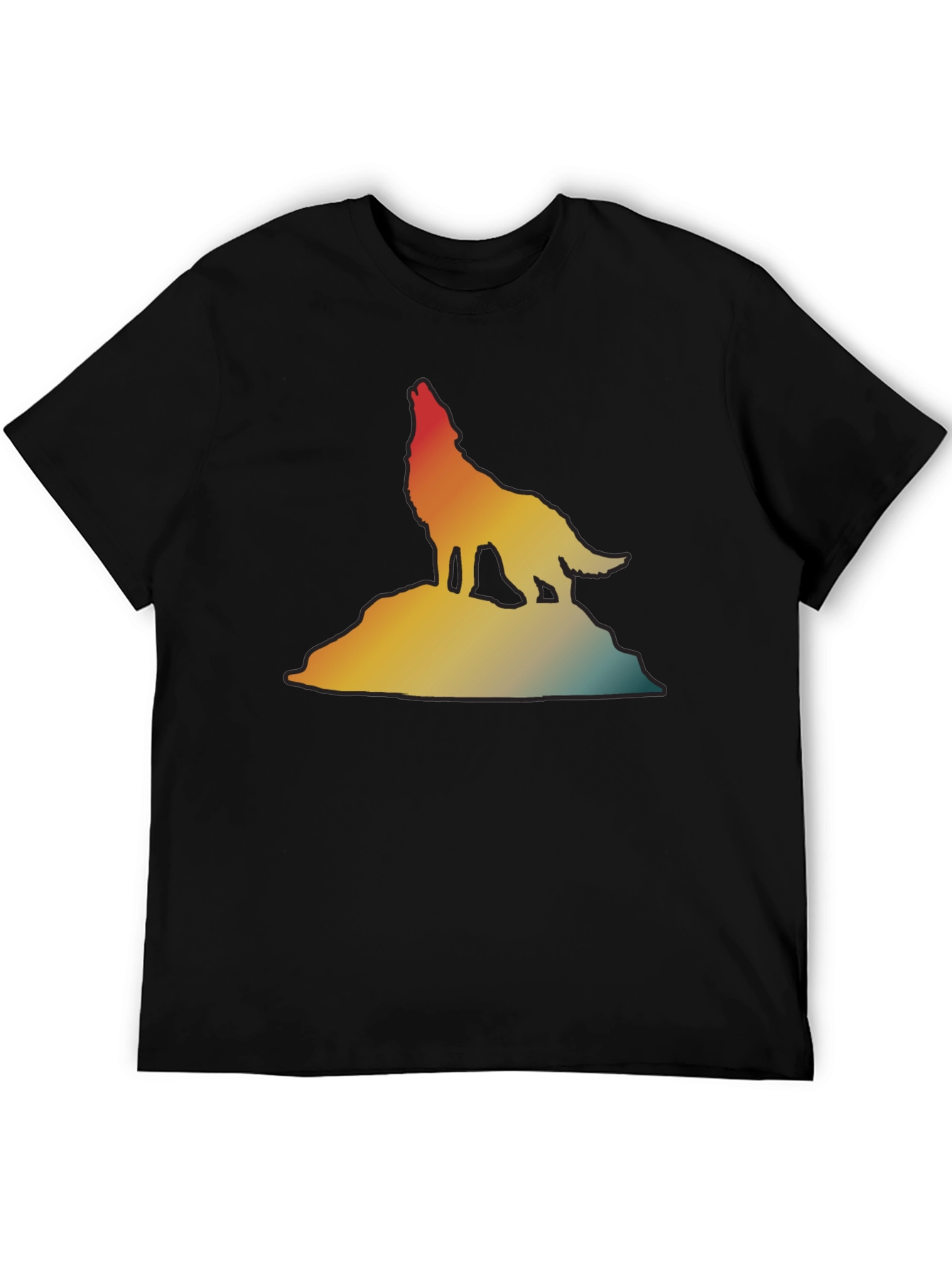 Retro Wolf Howling T-Shirt - Gradient Design