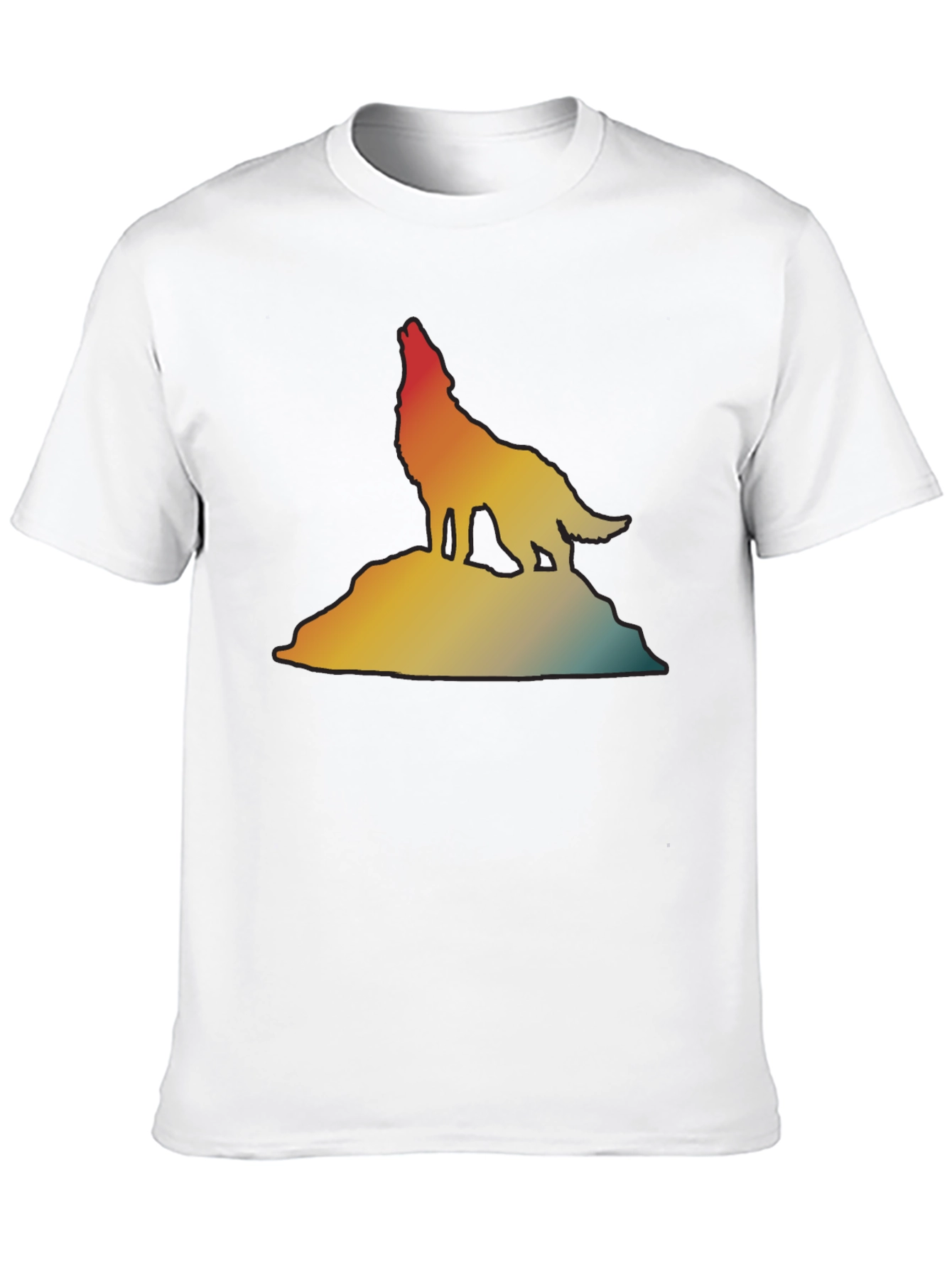 Retro Wolf Howling T-Shirt - Gradient Design