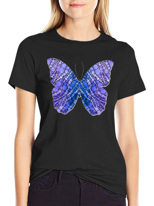 Butterfly Circle Pattern T-Shirt - Black