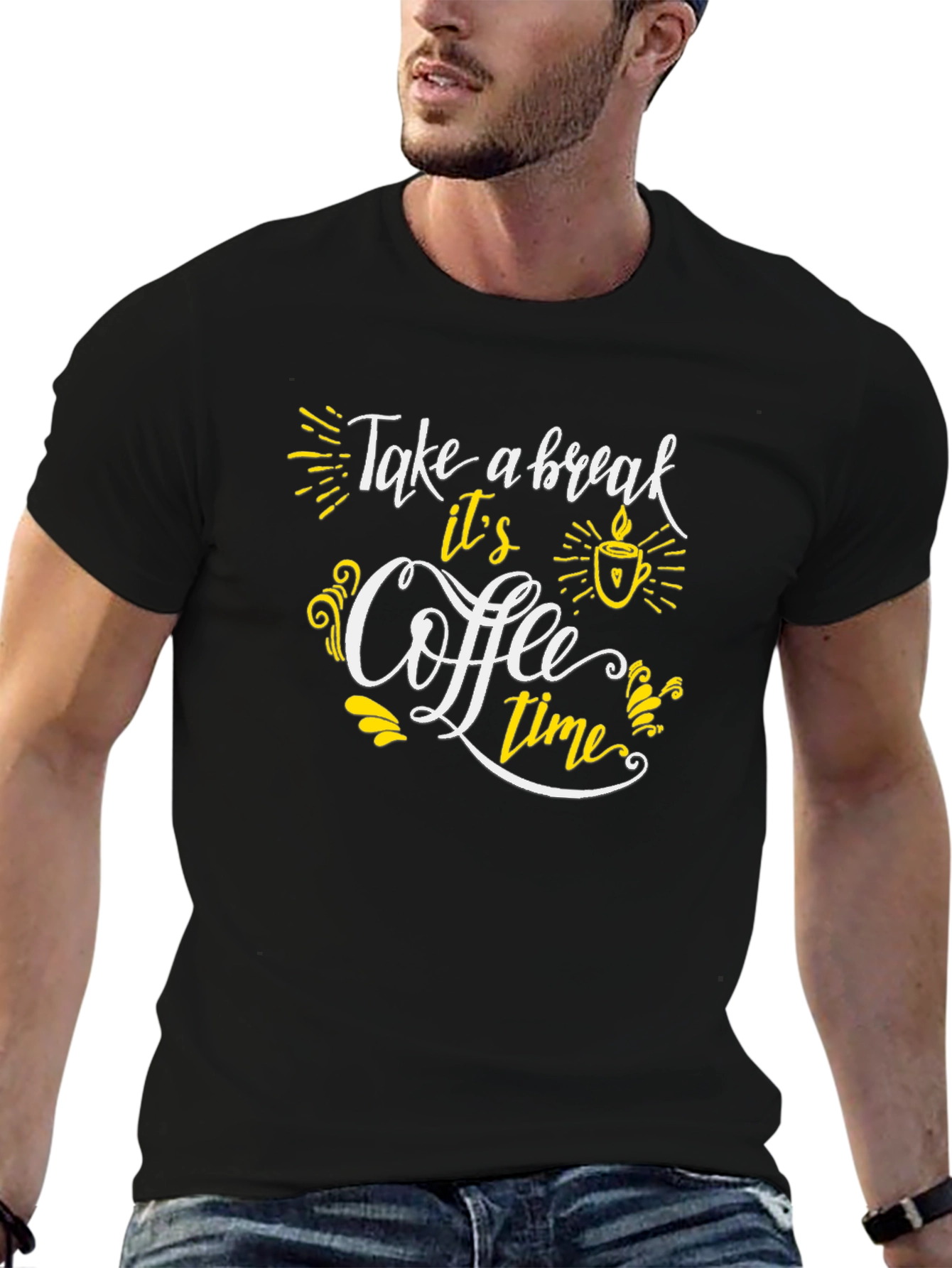 Coffee Time Graphic Tee - Black Casual T-Shirt