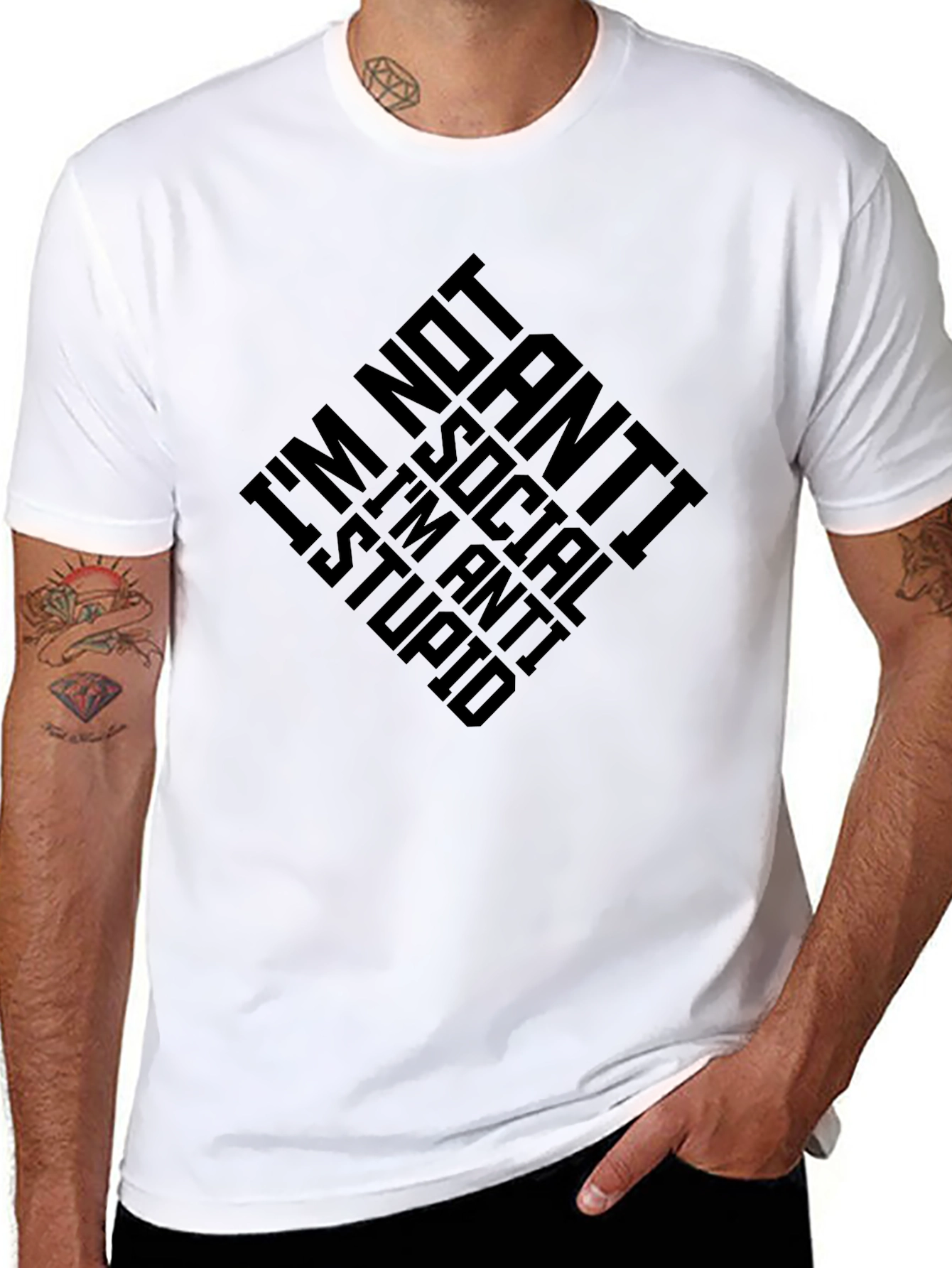 Anti-Social Im Anti-Stupid Graphic T-Shirt