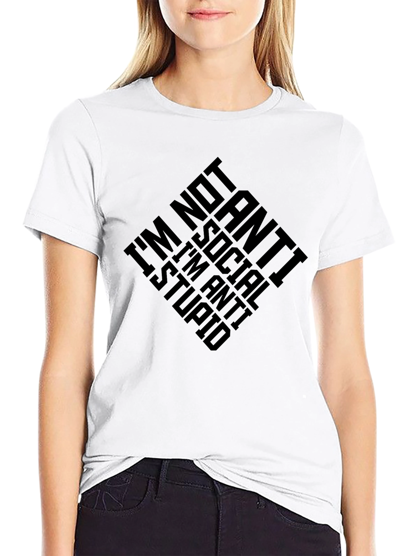 Anti-Social Im Anti-Stupid Graphic T-Shirt