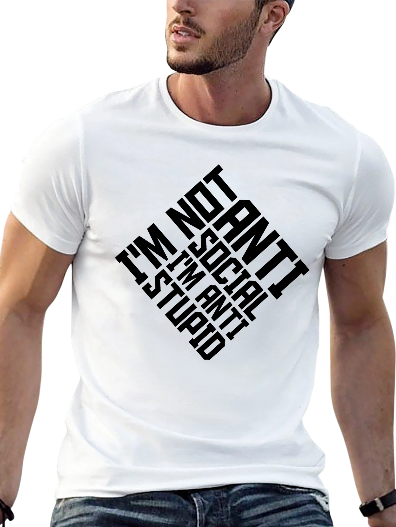 Anti-Social Im Anti-Stupid Graphic T-Shirt