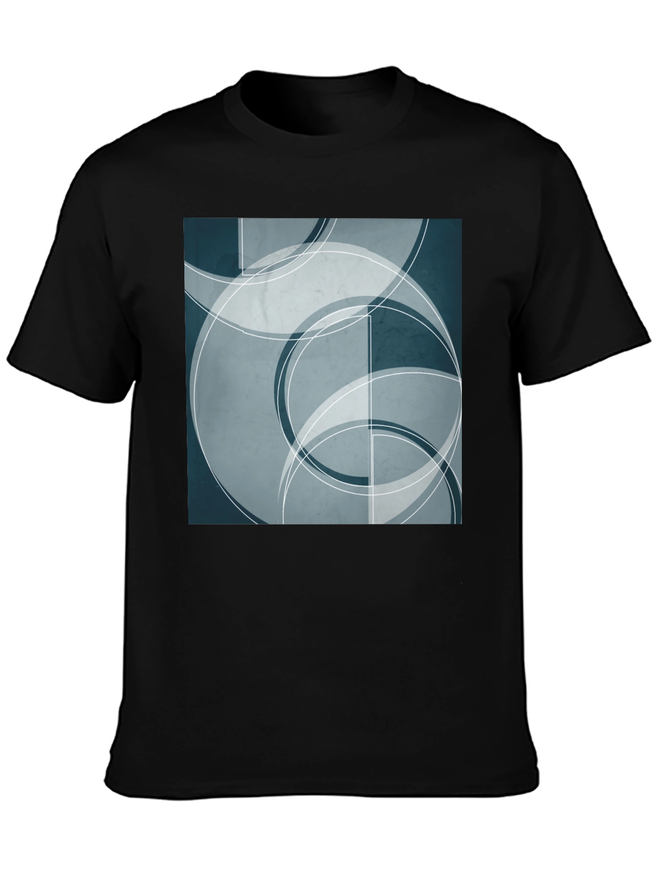 Abstract Geometric Circle Design Black T-Shirt