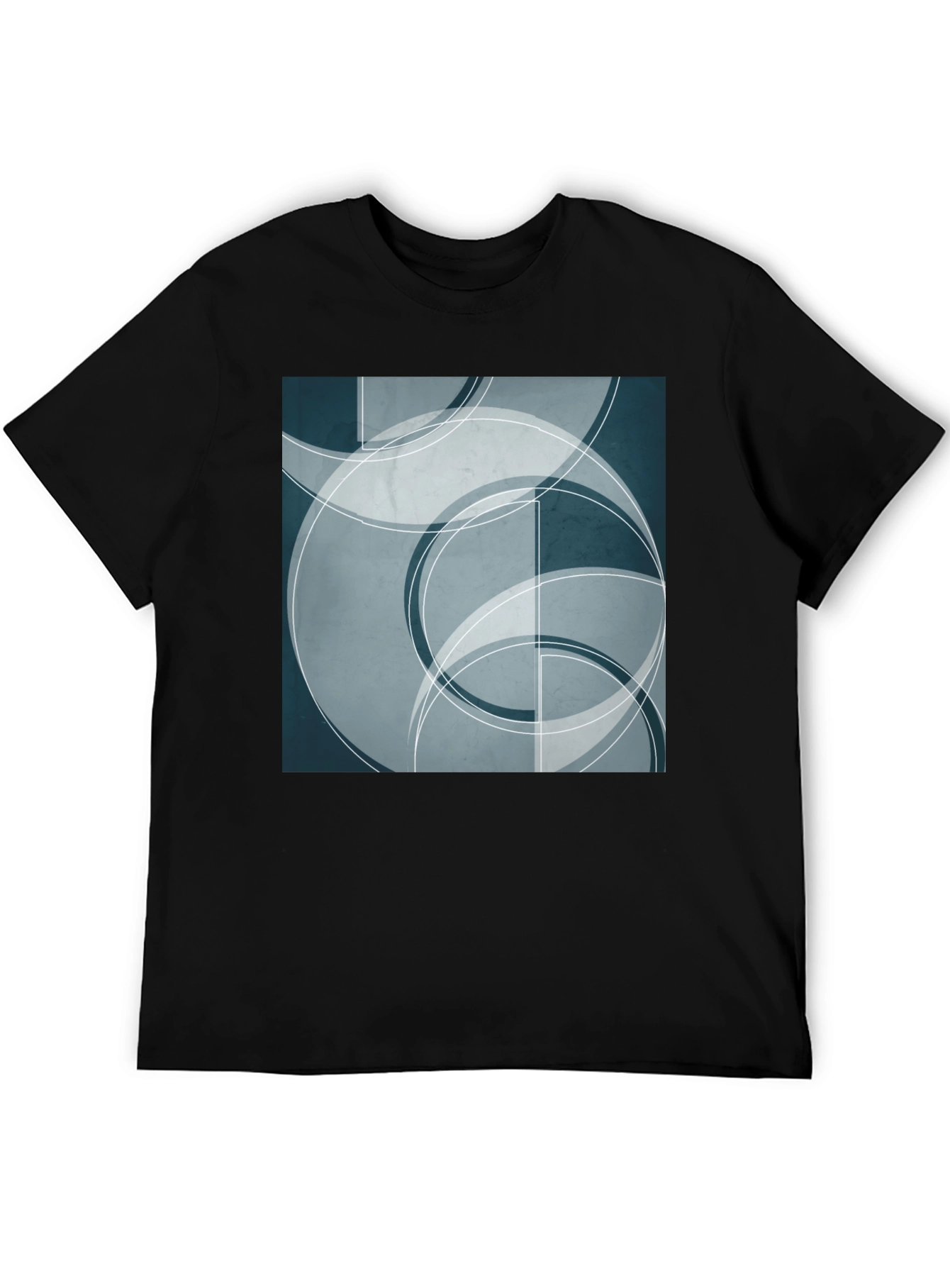 Abstract Geometric Circle Design Black T-Shirt