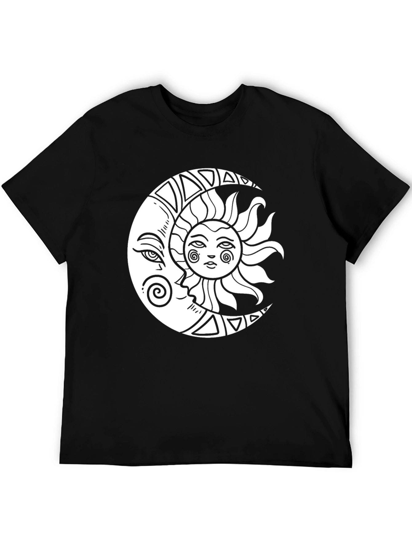 Celestial Sun & Moon Graphic Tee - Black