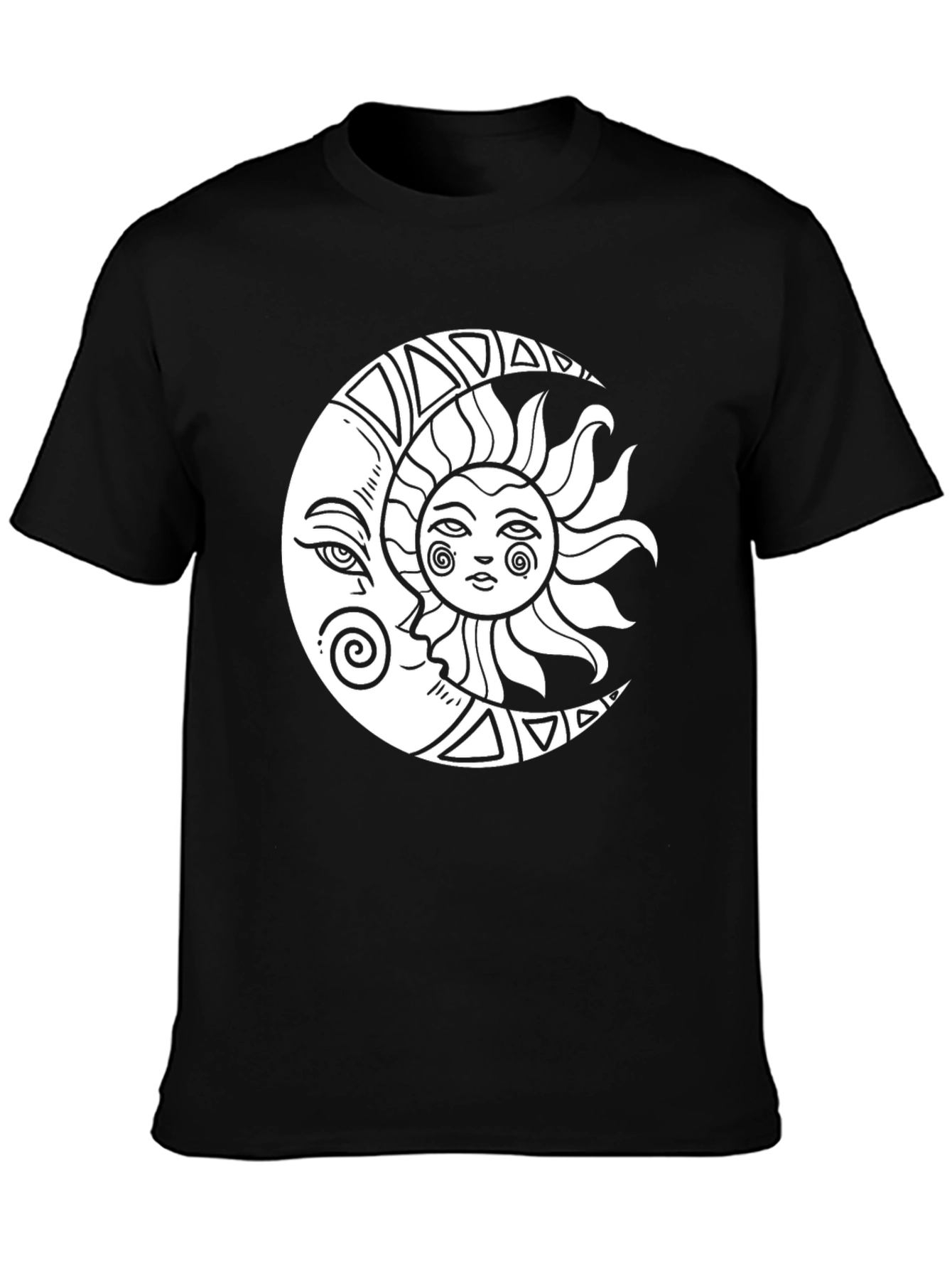 Celestial Sun & Moon Graphic Tee - Black