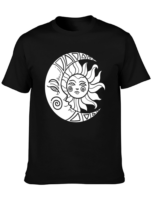 Celestial Sun & Moon Graphic Tee - Black