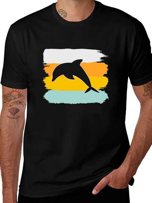 Retro Dolphin Graphic Tee - Black T-Shirt