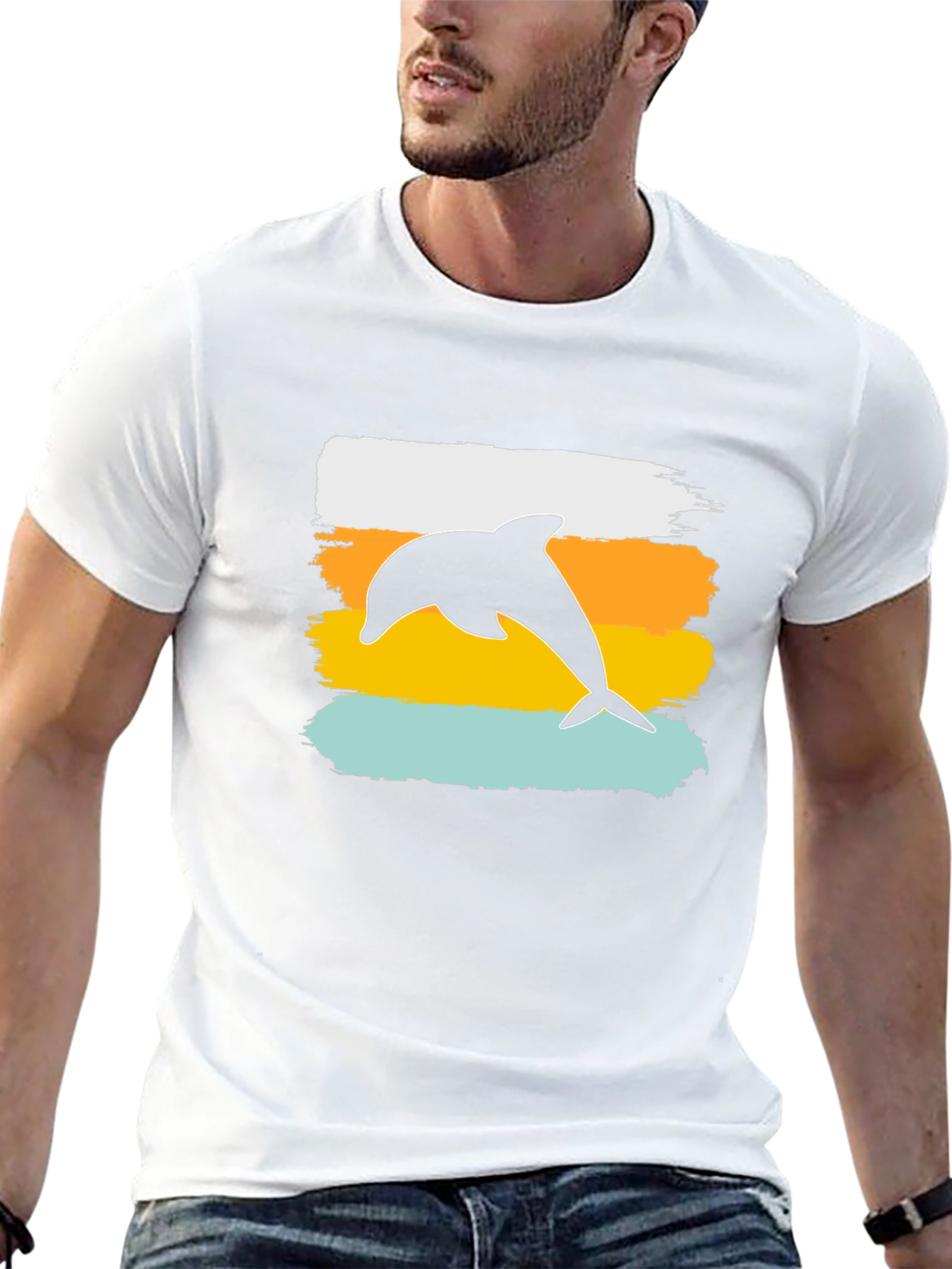 Retro Dolphin Graphic Tee - Black T-Shirt