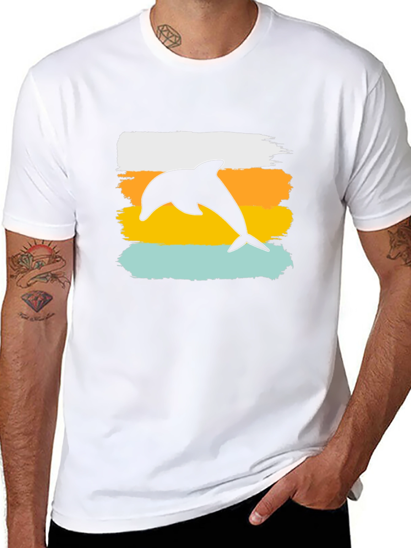 Retro Dolphin Graphic Tee - Black T-Shirt