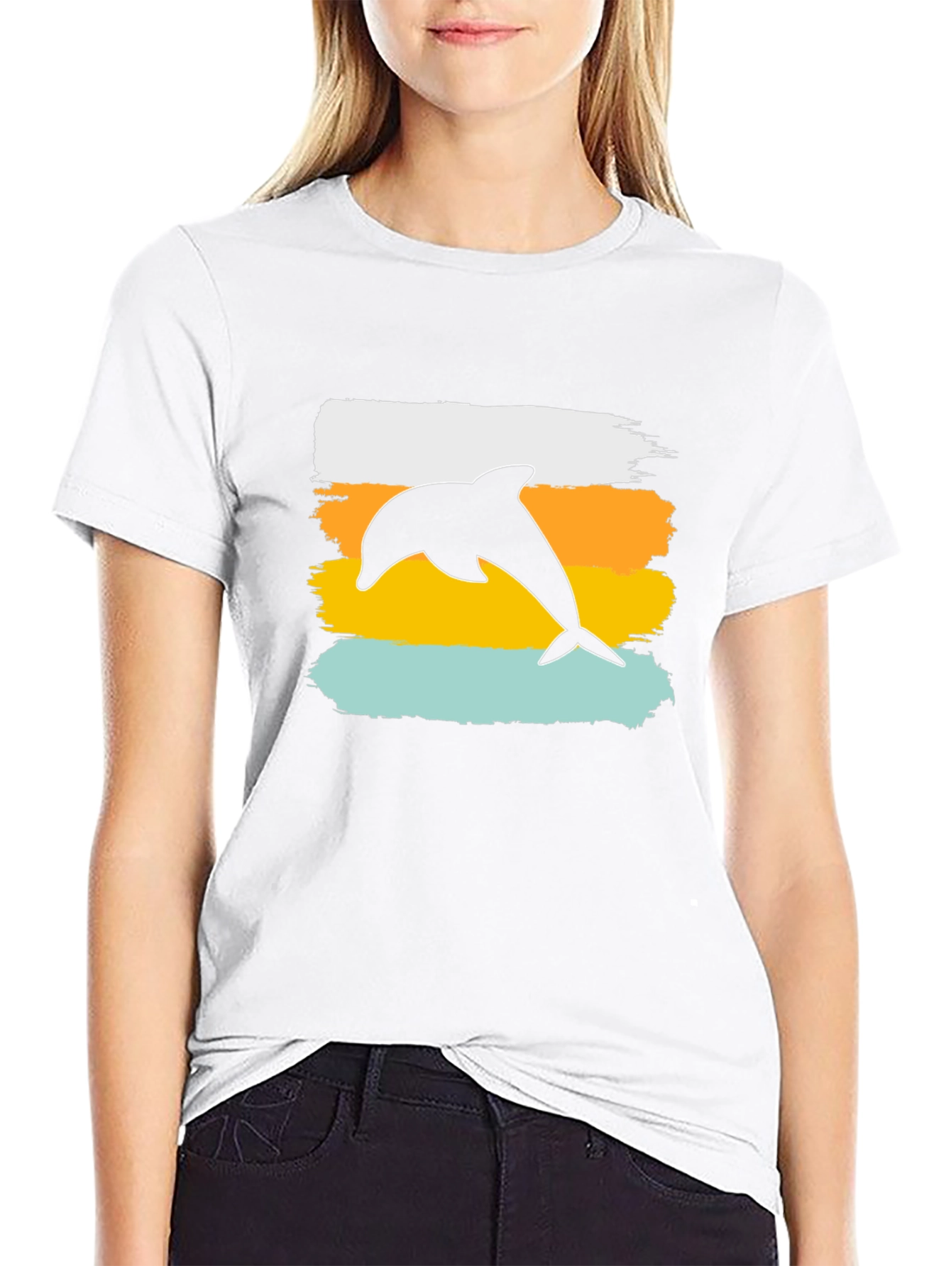 Retro Dolphin Graphic Tee - Black T-Shirt