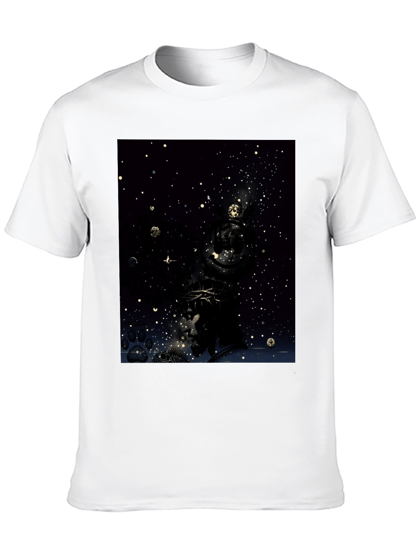 Celestial Crown Graphic Tee - Black Cotton Blend