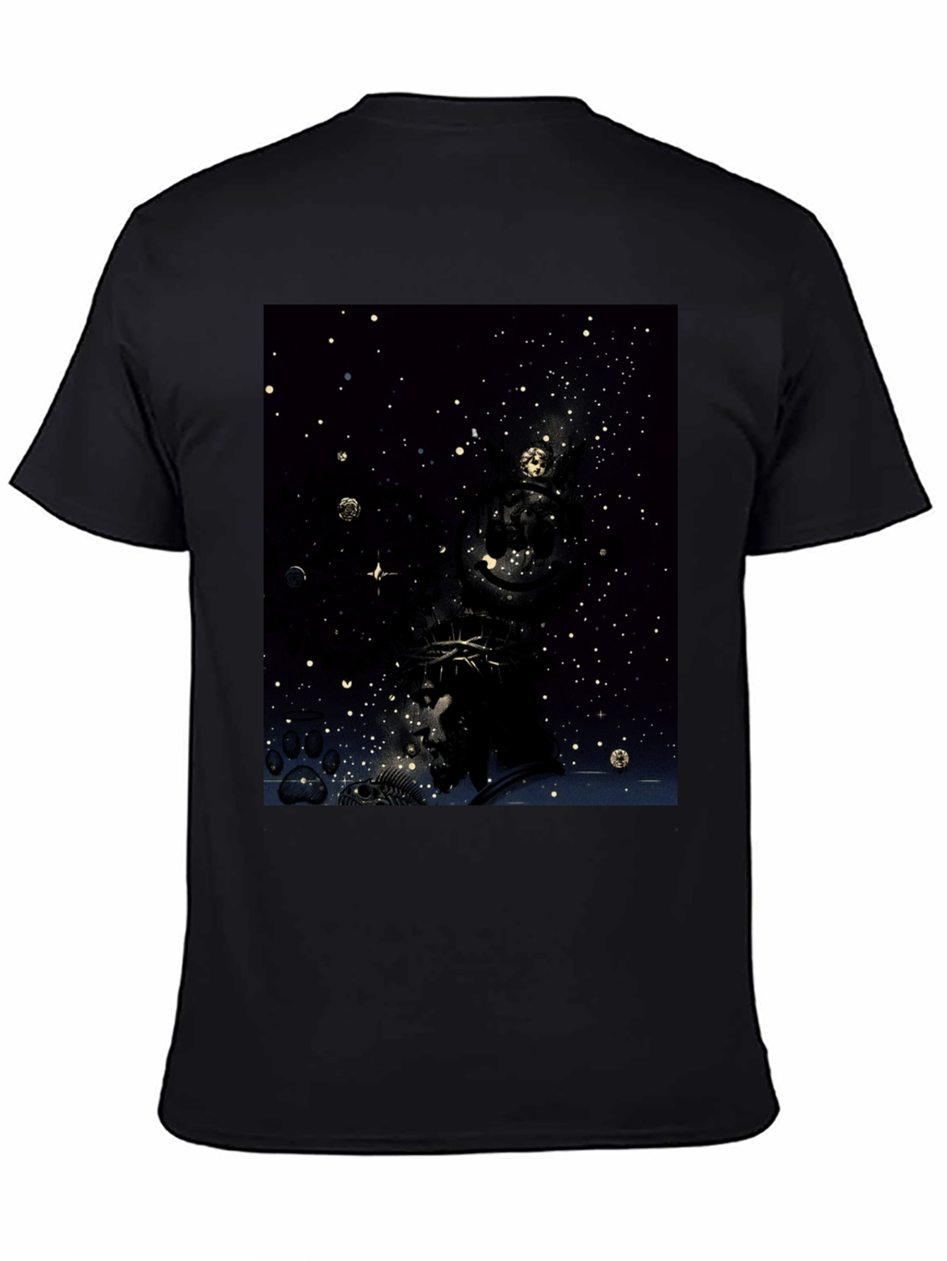 Celestial Crown Graphic Tee - Black Cotton Blend