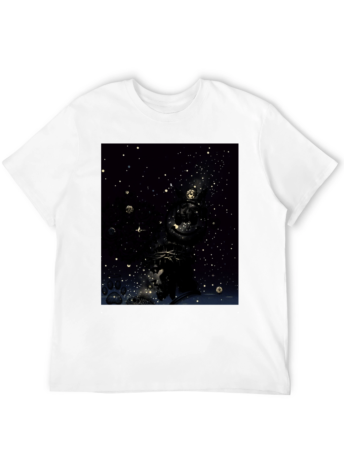 Celestial Crown Graphic Tee - Black Cotton Blend