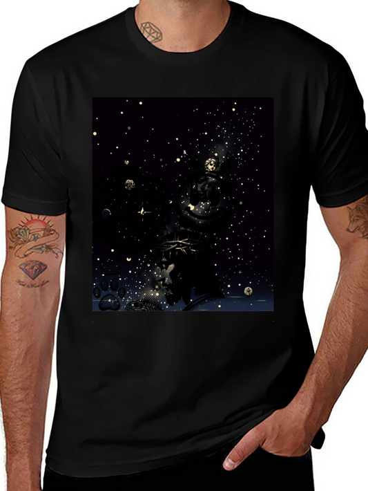 Celestial Crown Graphic Tee - Black Cotton Blend
