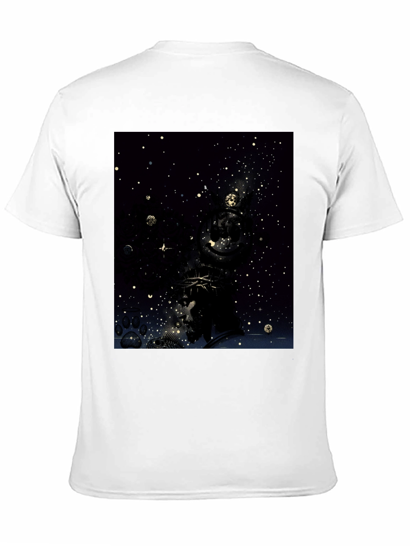 Celestial Crown Graphic Tee - Black Cotton Blend
