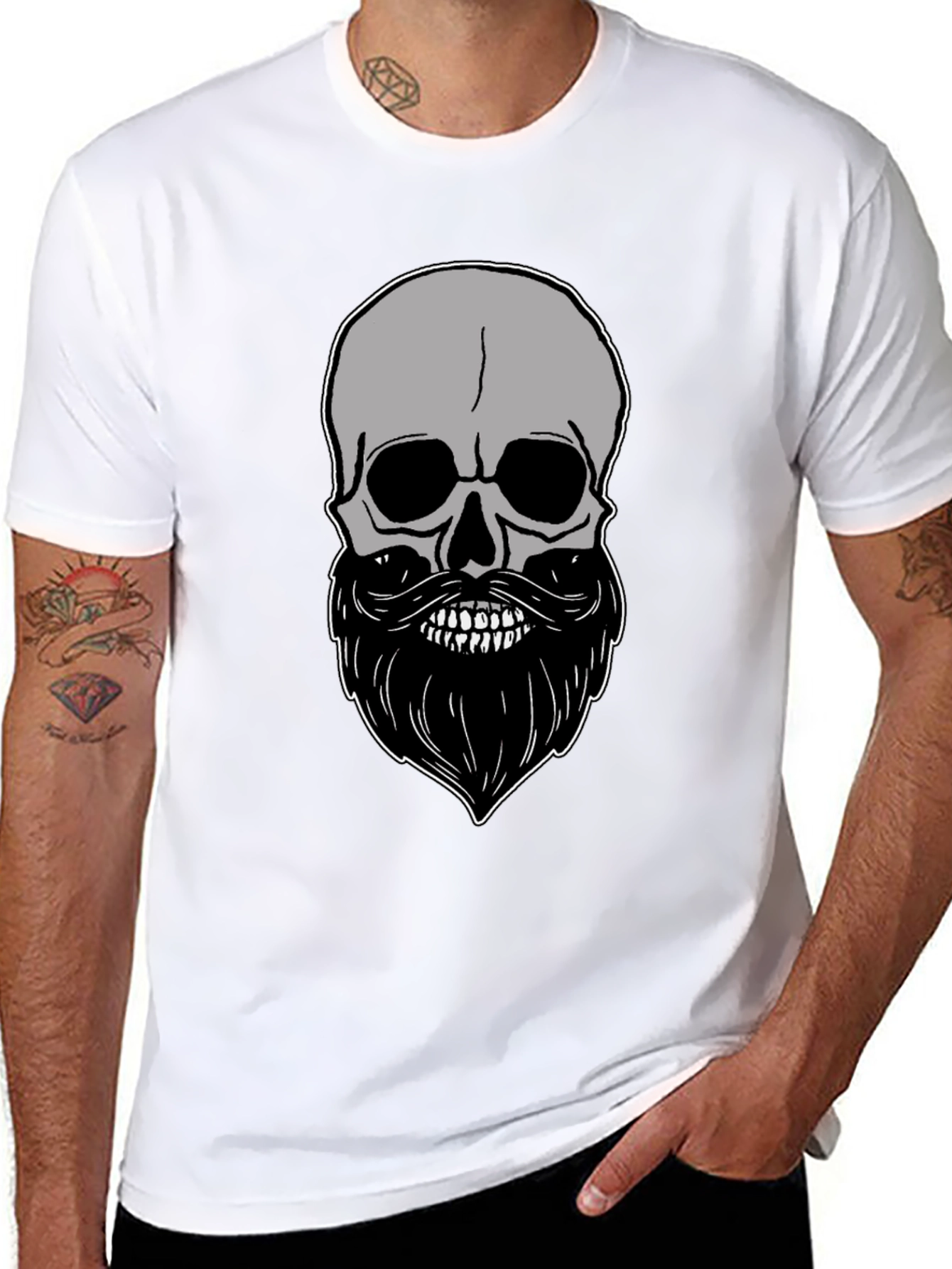 Skull & Beard Graphic Tee - Mens Black T-Shirt