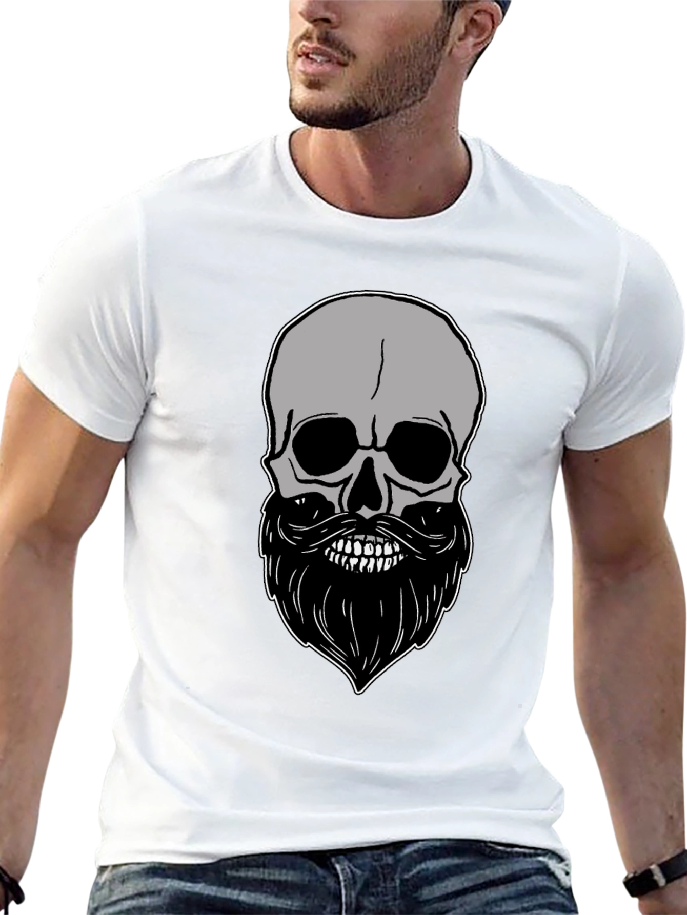 Skull & Beard Graphic Tee - Mens Black T-Shirt