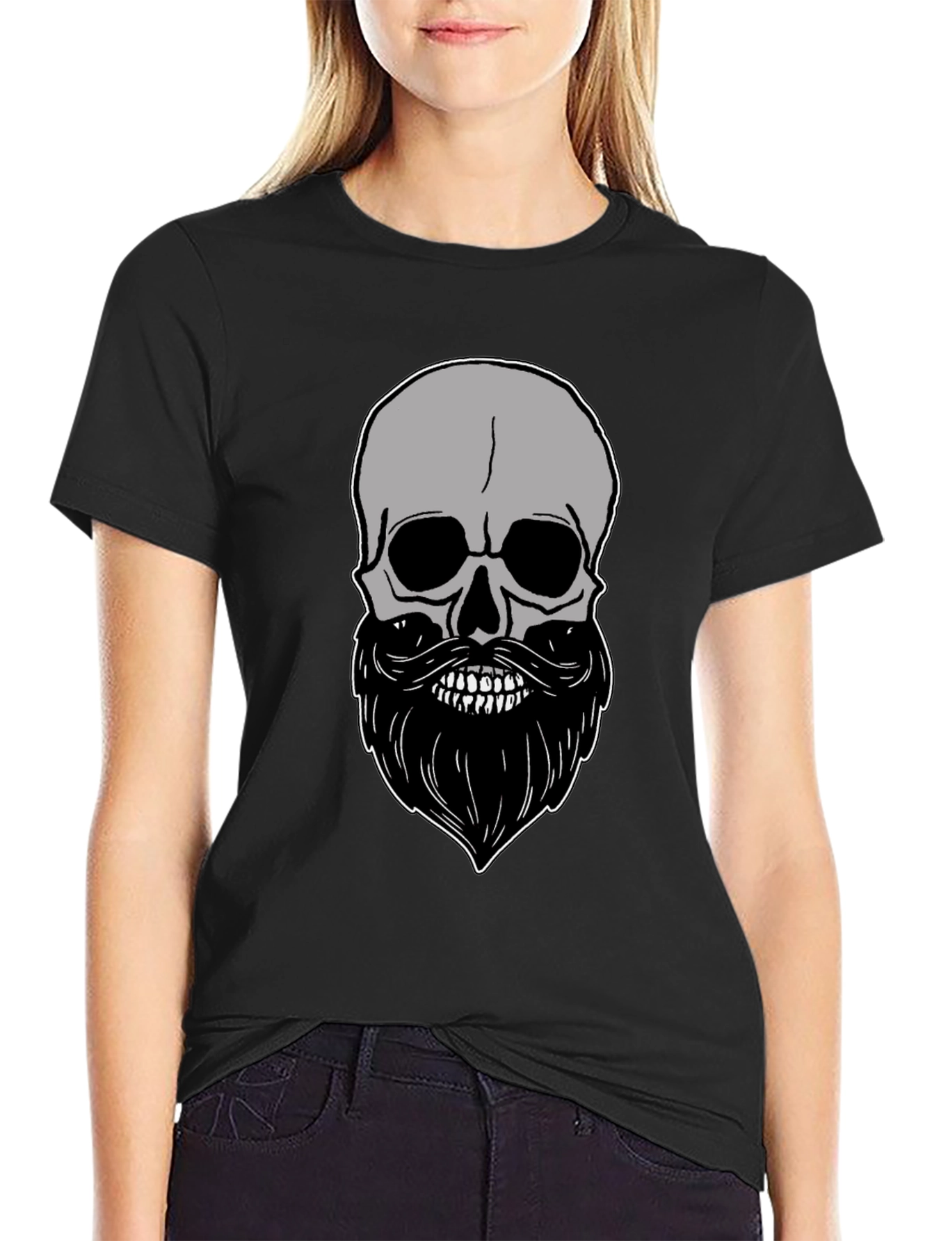 Skull & Beard Graphic Tee - Mens Black T-Shirt