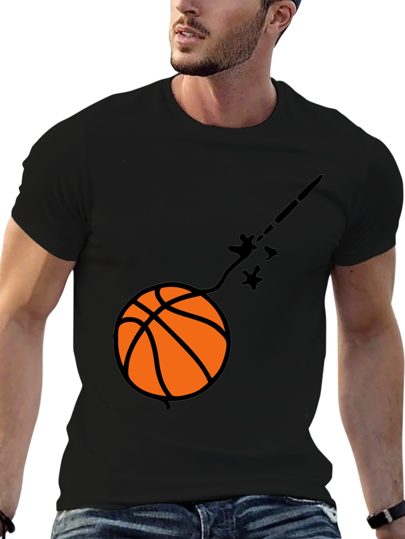Black Basketball Comet Graphic Tee