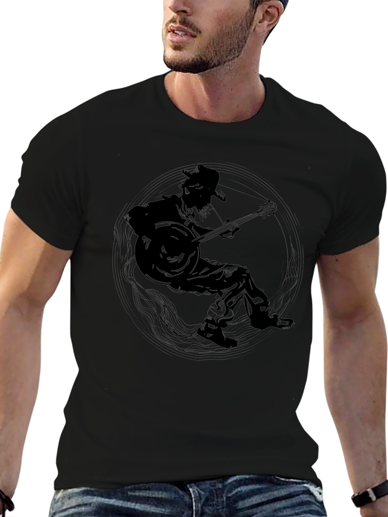 Cool Musician Graphic Tee - Black
